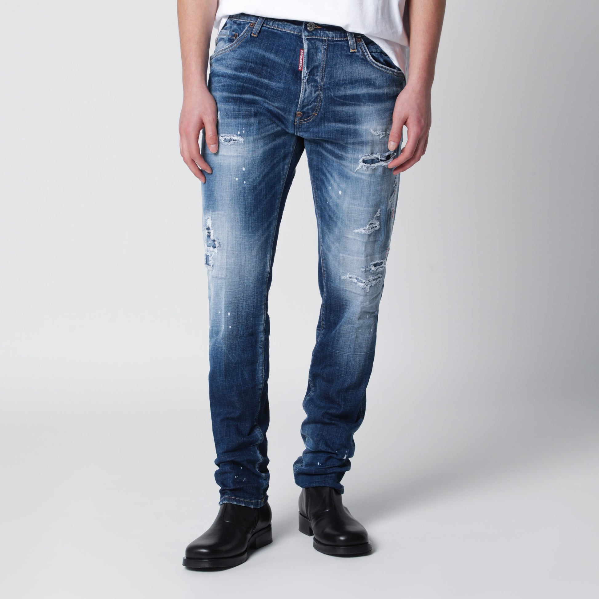 Dsquared2 Slim Washed Blue Jeans With Rips Men DSQUARED2