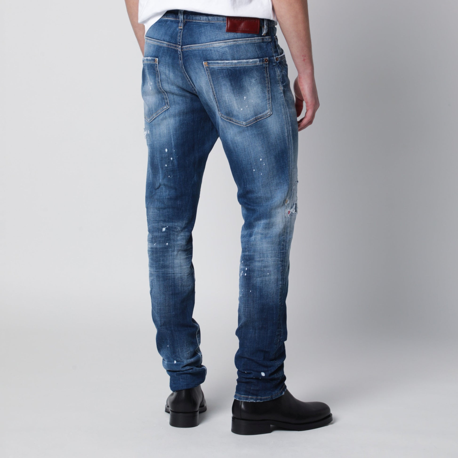 Dsquared2 Slim Washed Blue Jeans With Rips Men DSQUARED2