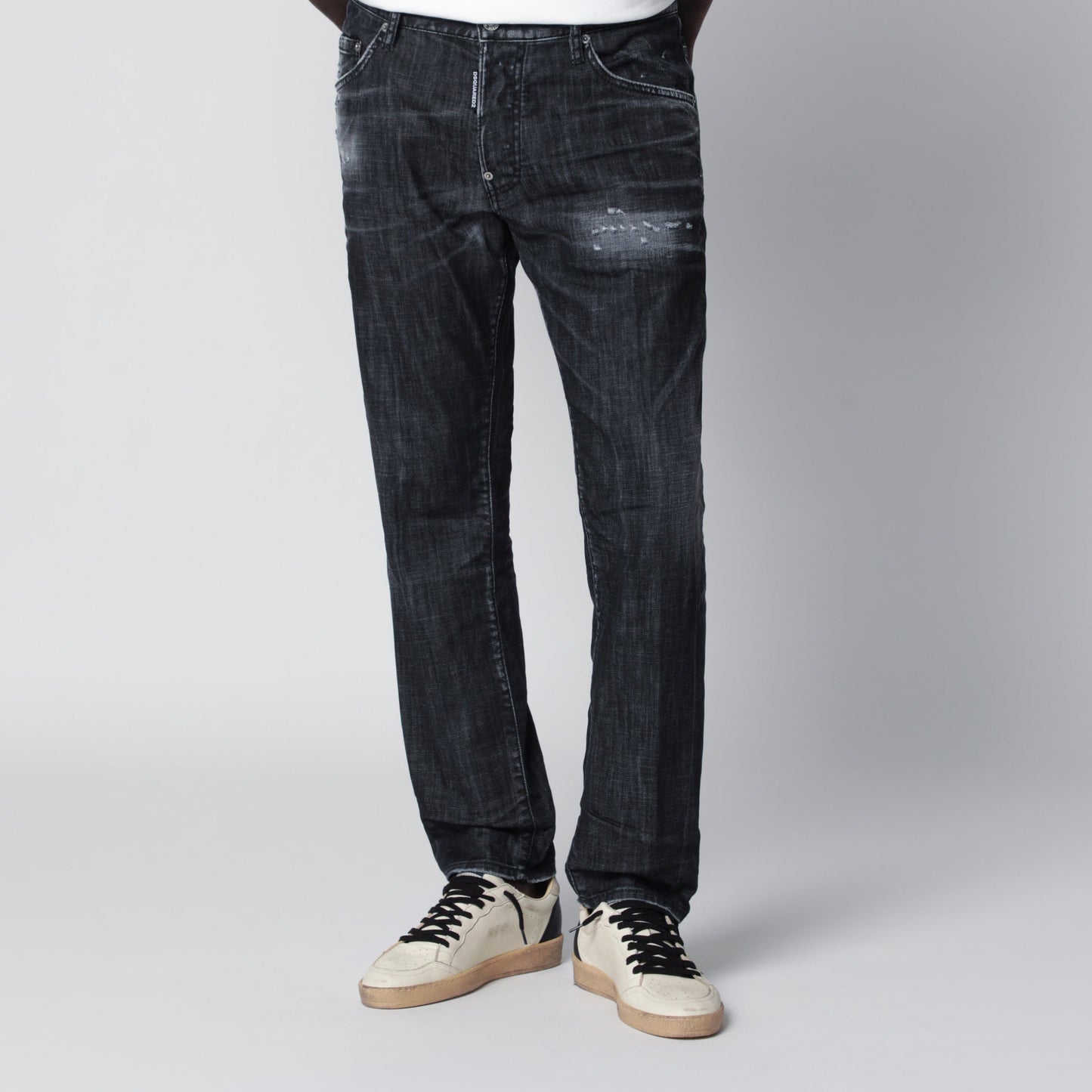 Dsquared2 Black Washed-Effect Distressed Jeans Men DSQUARED2