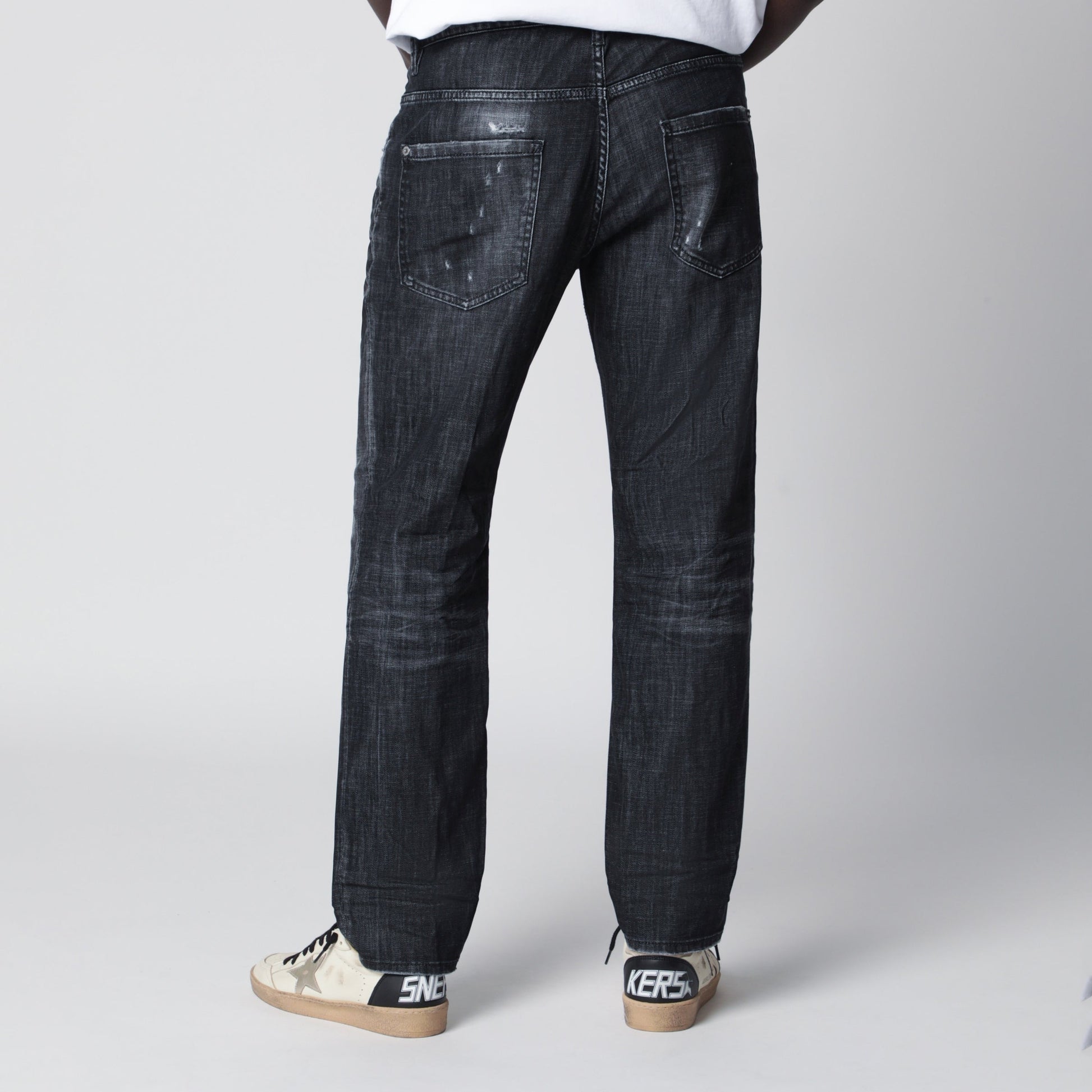 Dsquared2 Black Washed-Effect Distressed Jeans Men DSQUARED2