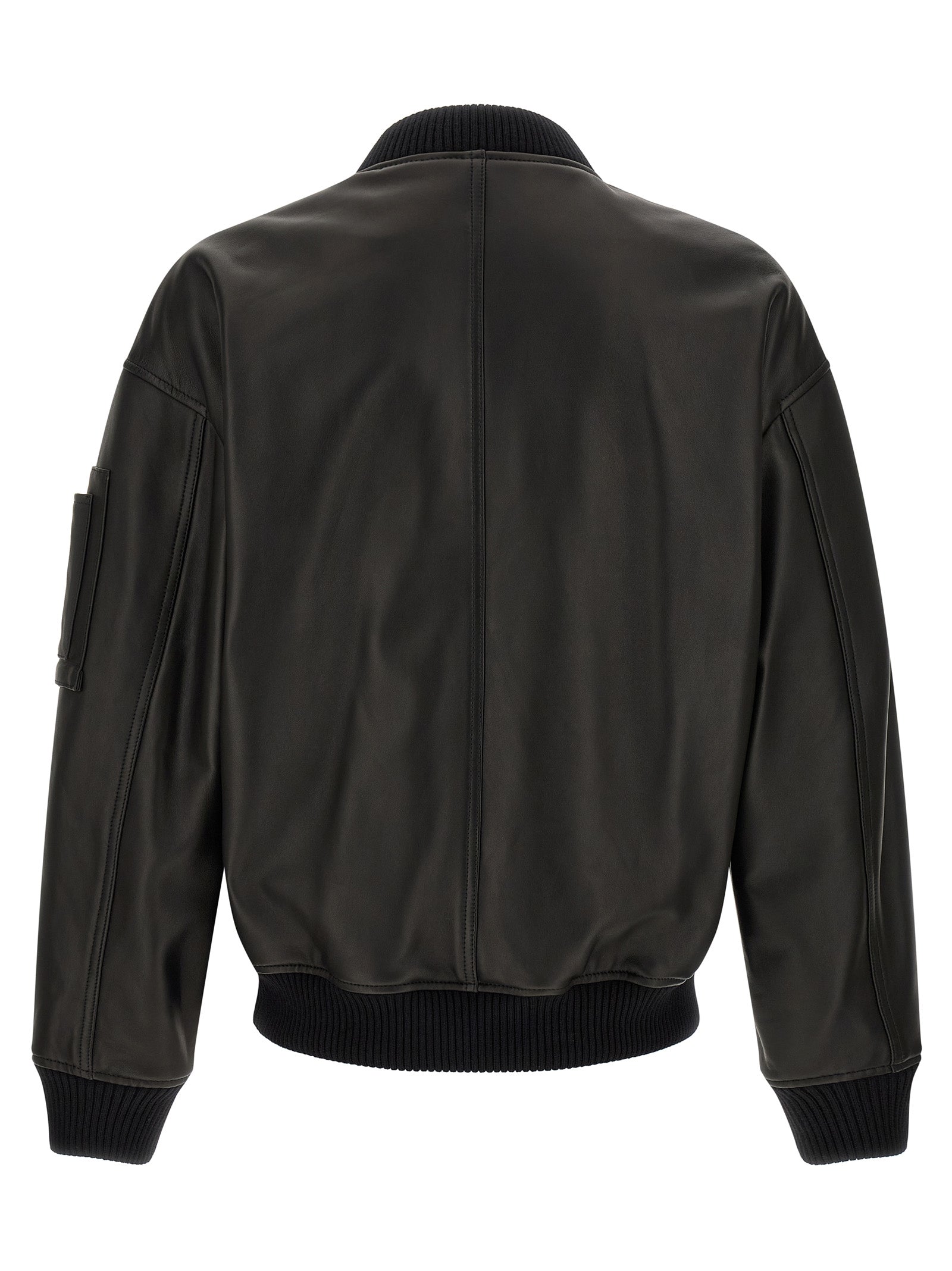 Dsquared2 Men Leather Bomber Jacket DSQUARED2