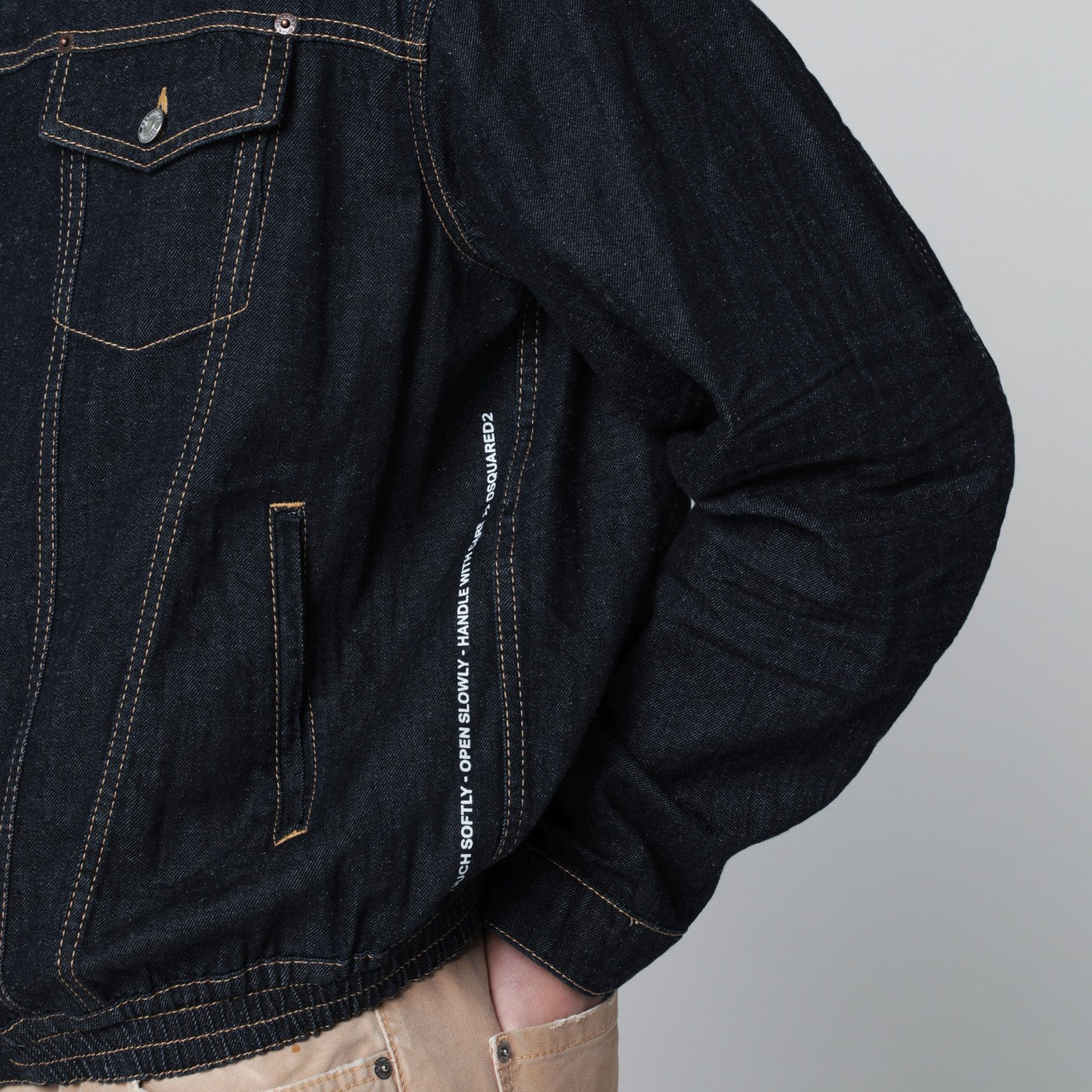 Dsquared2 Navy Blue Zip-Up Denim Jacket Men DSQUARED2