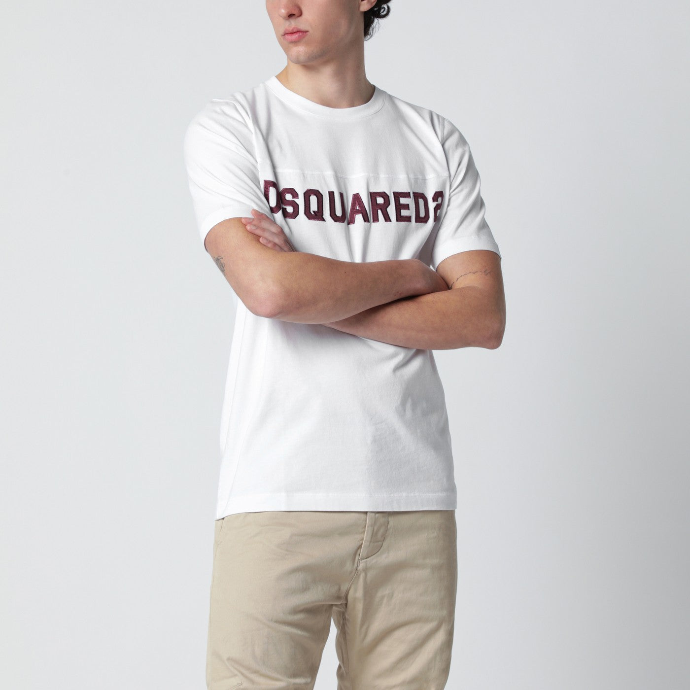 Dsquared2 White T-Shirt With Logo Embroidery Men DSQUARED2