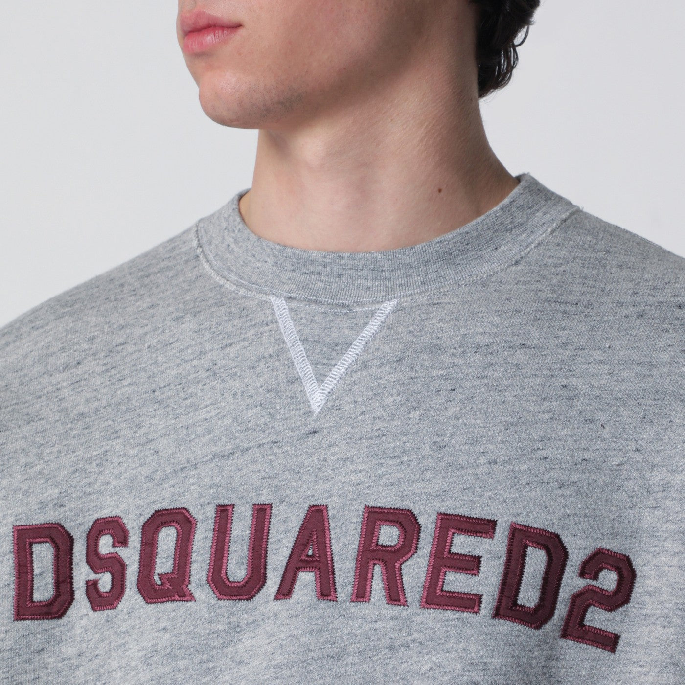 Dsquared2 Grey Melange Sweatshirt With Logo Embroidery Men DSQUARED2