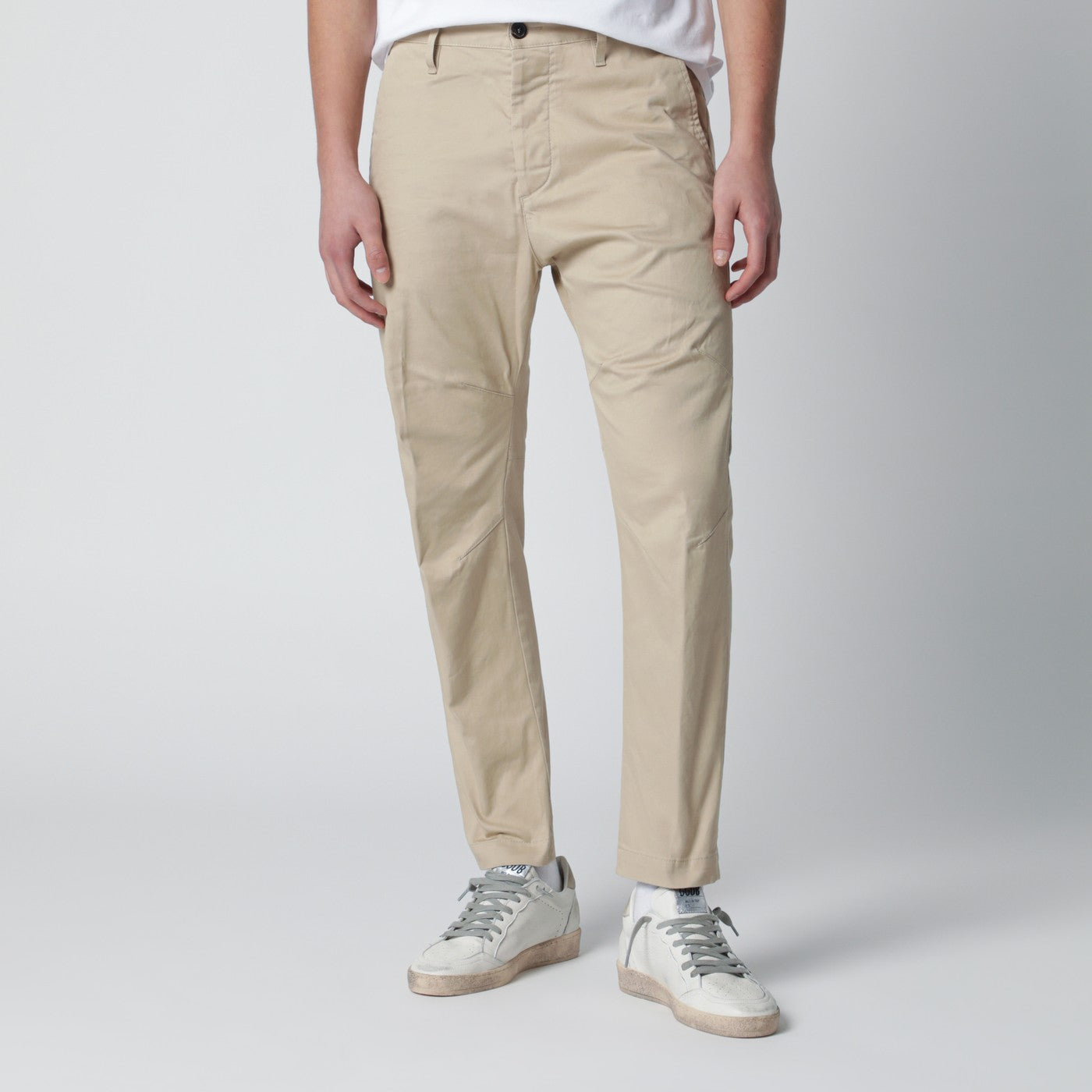 Dsquared2 Beige Cotton-Blend Trousers Men DSQUARED2