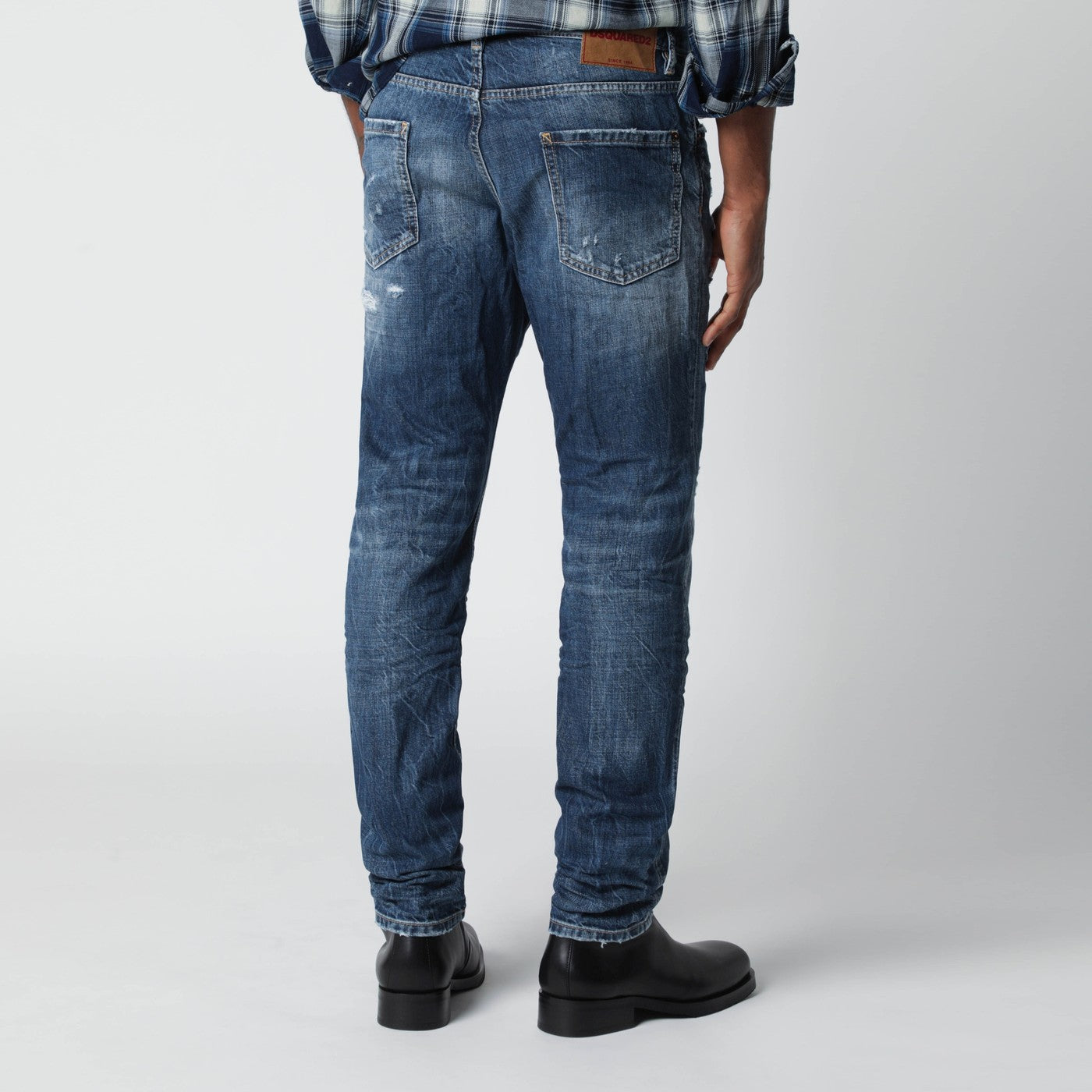 Dsquared2 Slim Blue Washed Jeans With Rips Men