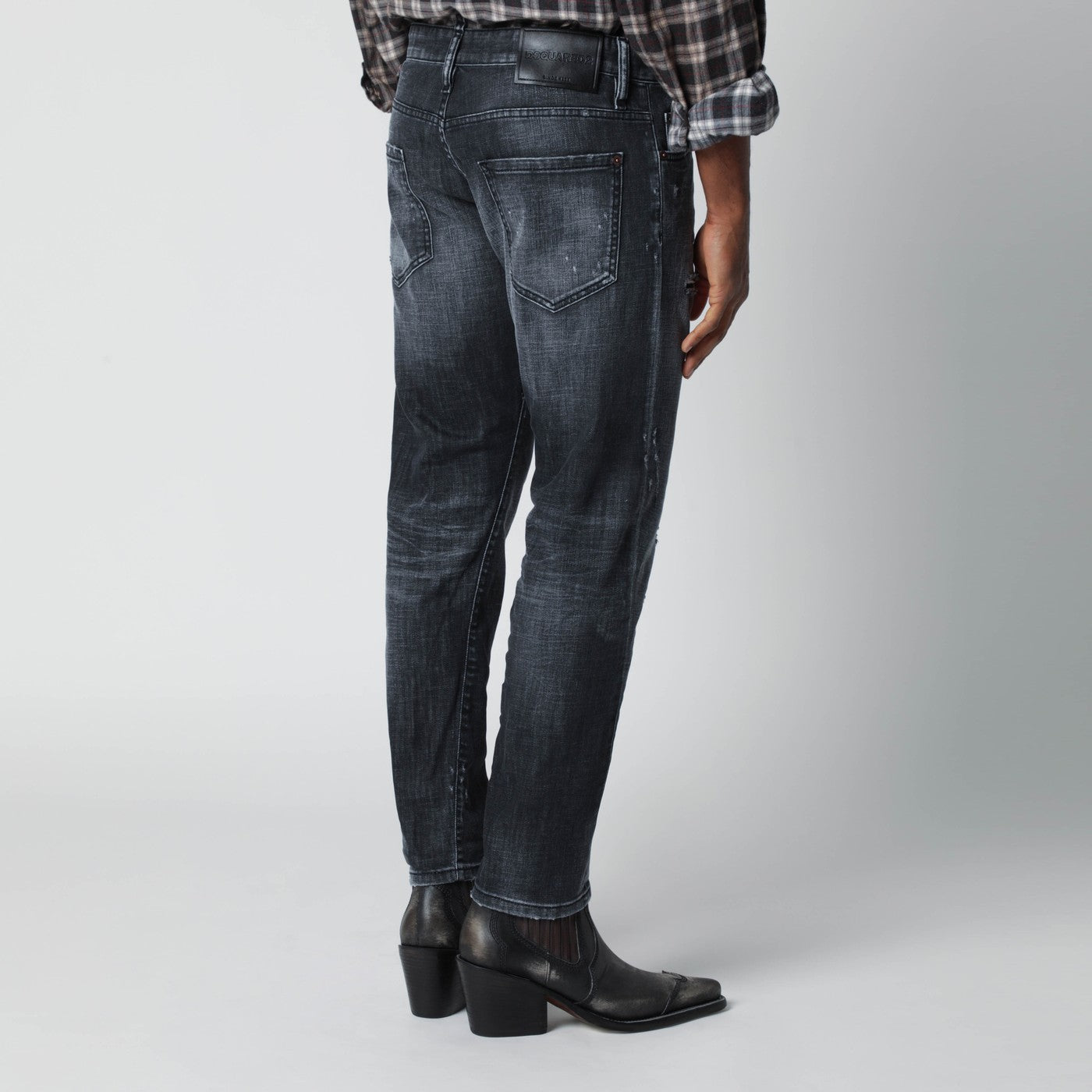 Dsquared2 Slim Black Washed Jeans With Distressed Details Men DSQUARED2