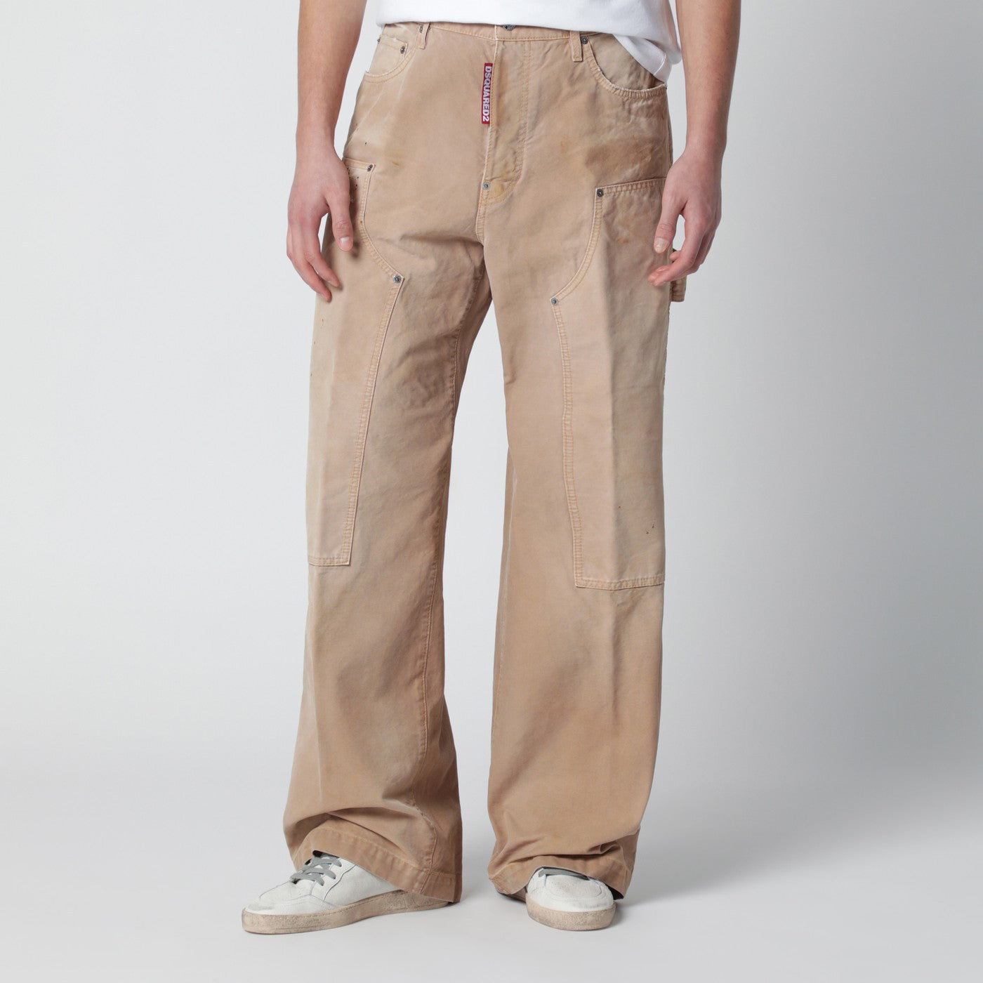 Dsquared2 Vintage-Effect Beige Baggy Carpenter Jeans Men DSQUARED2
