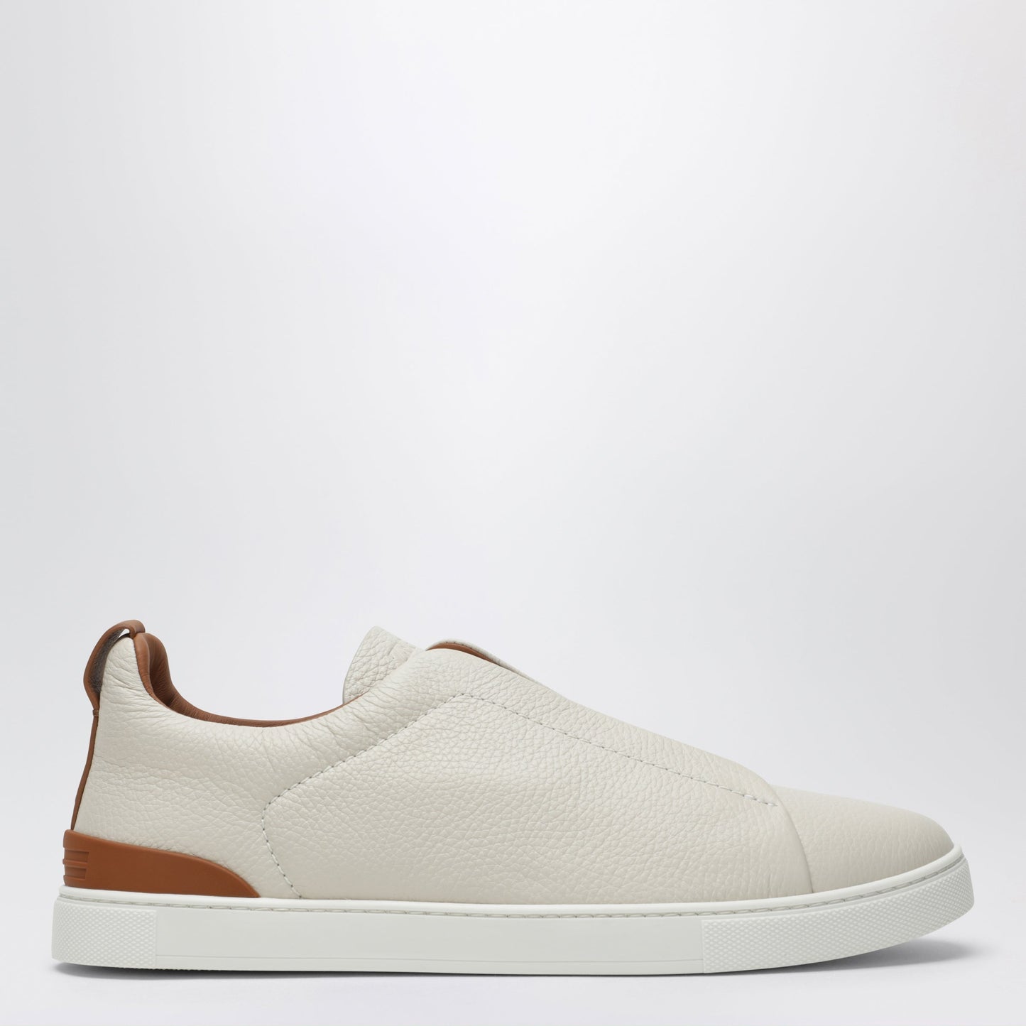 Zegna Triple Stitch White Leather Sneakers Men ZEGNA