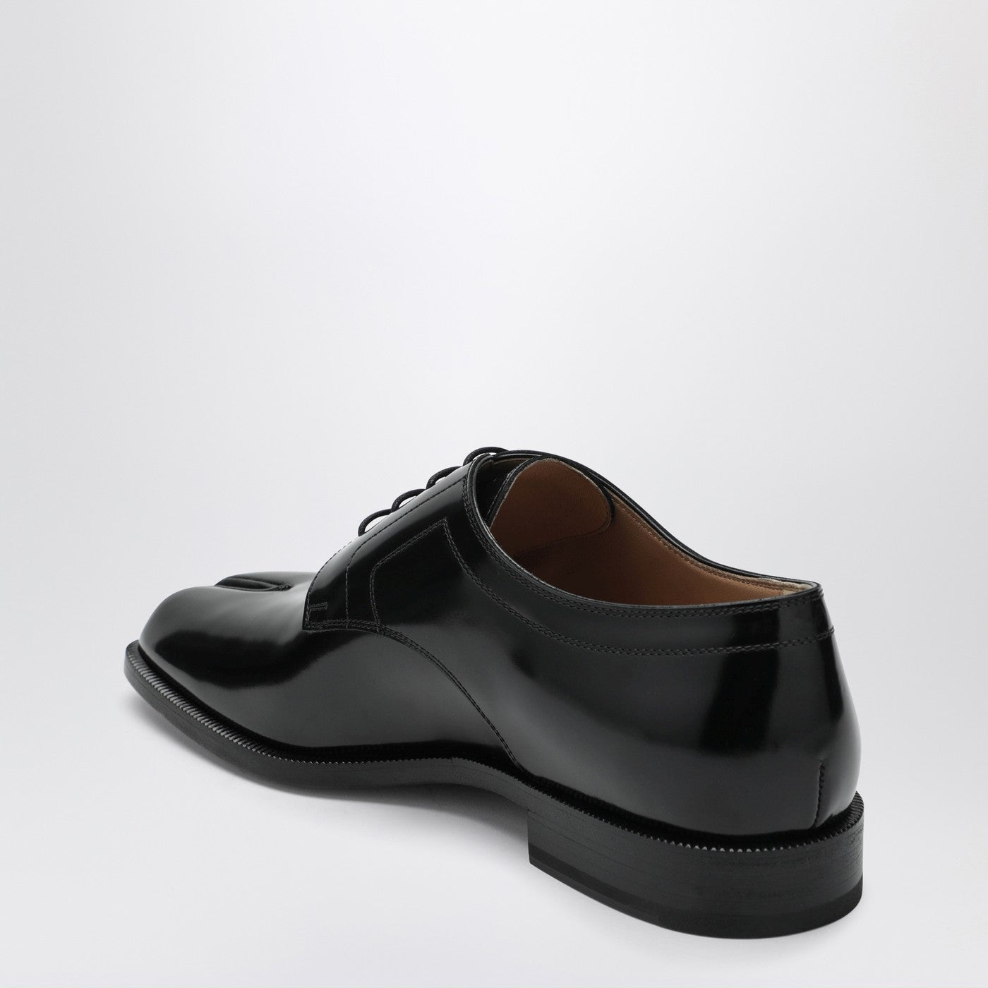 Maison Margiela Black Tabi Lace-Up Shoe In Polished Calfskin Men MAISON MARGIELA