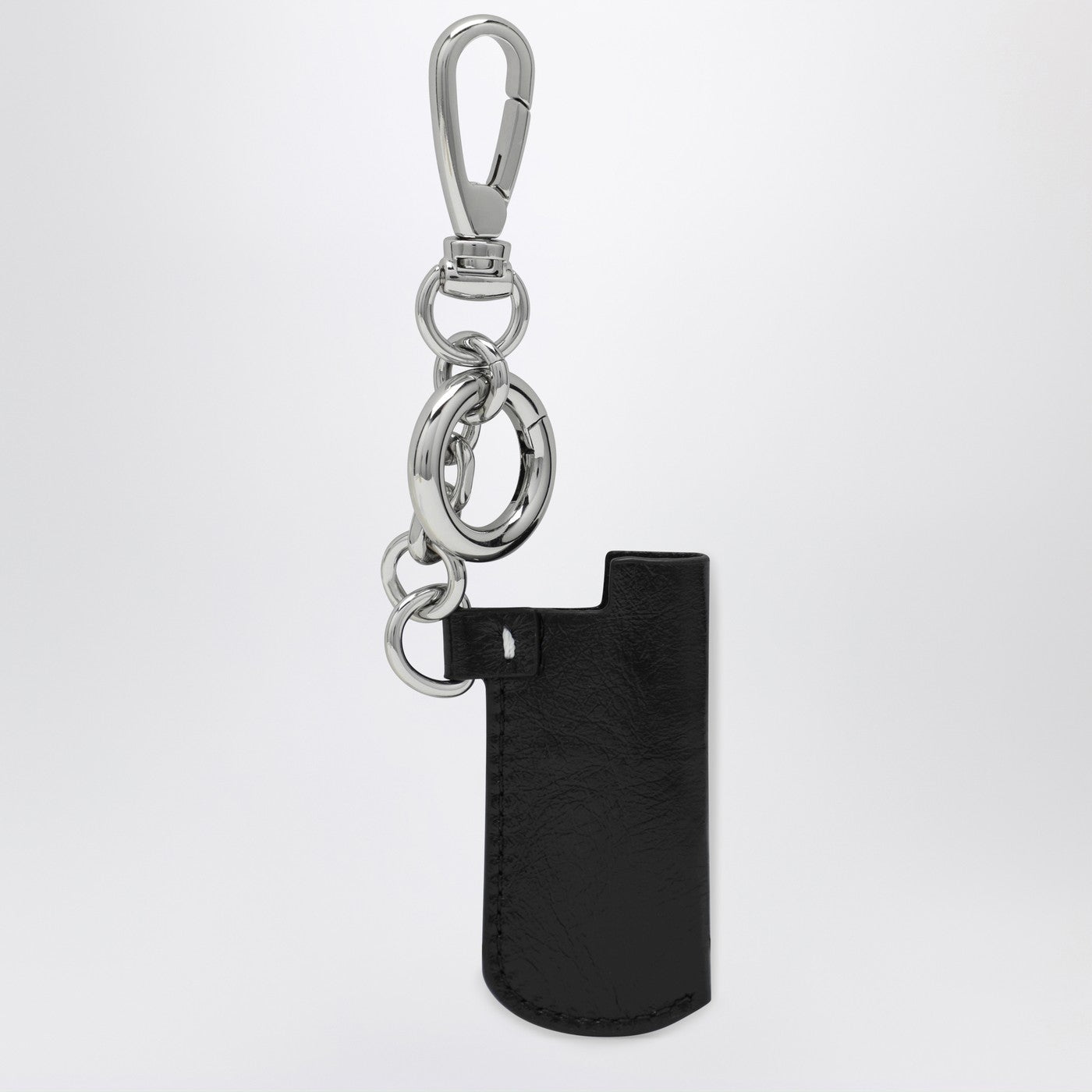 Maison Margiela Black Leather Key Holder With Logo Men MAISON MARGIELA