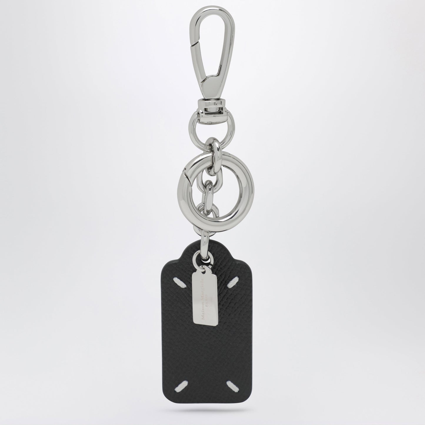 Maison Margiela Double-Label Keychain In Black Grained Calf Leather Men MAISON MARGIELA