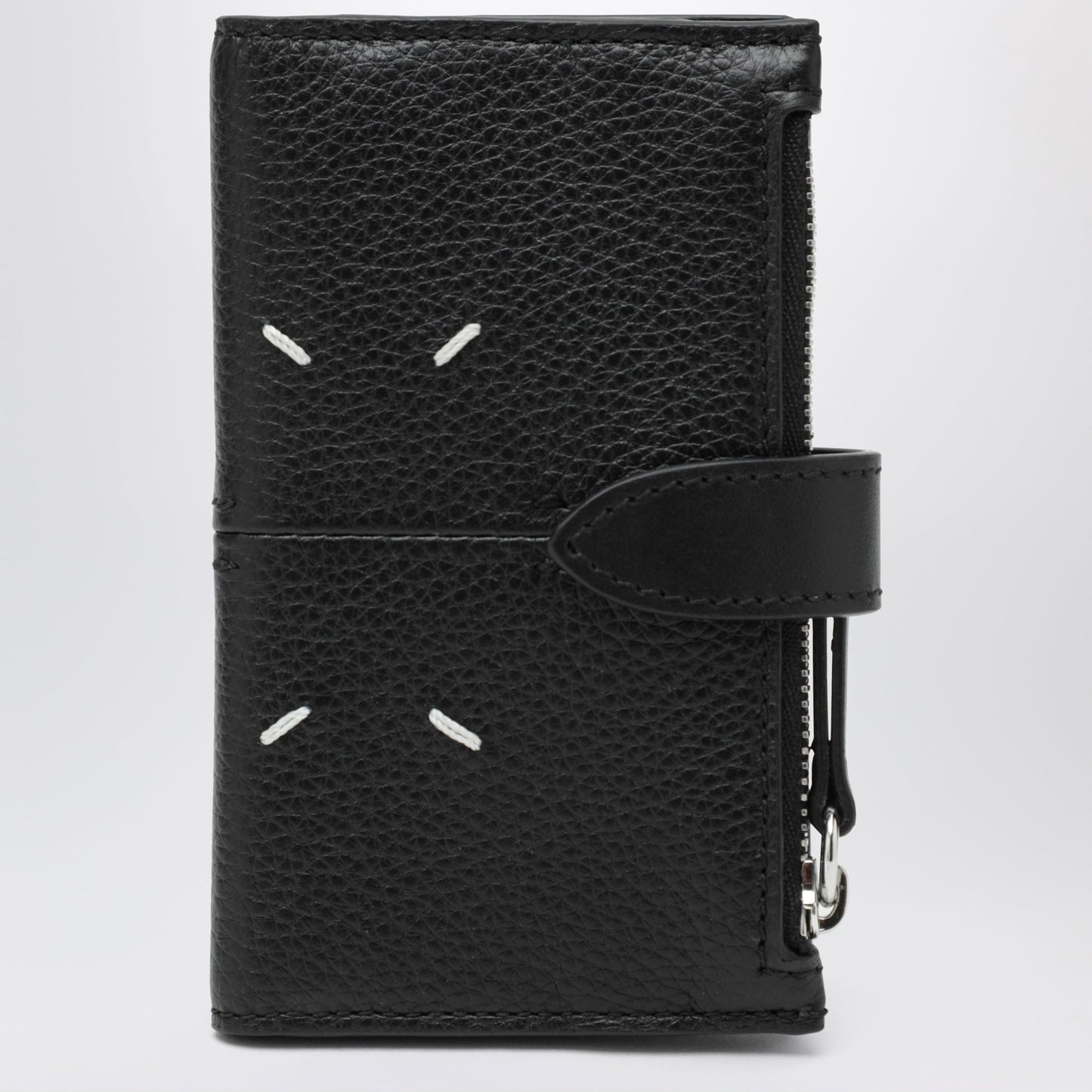 Maison Margiela Black Leather Zip Card Holder With Coin Purse Men MAISON MARGIELA