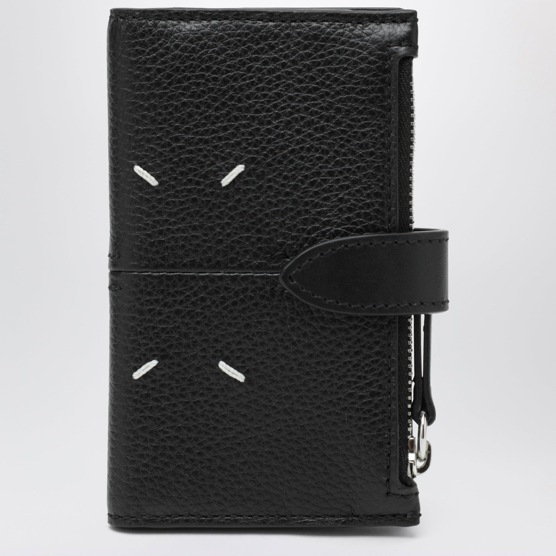 Maison Margiela Black Leather Zip Card Holder With Coin Purse Men MAISON MARGIELA