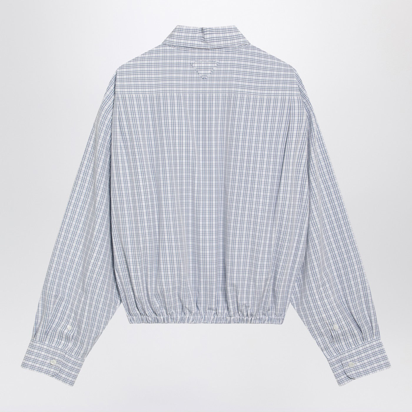 Prada Cropped Check-Pattern Shirt In White/Light Blue Men PRADA