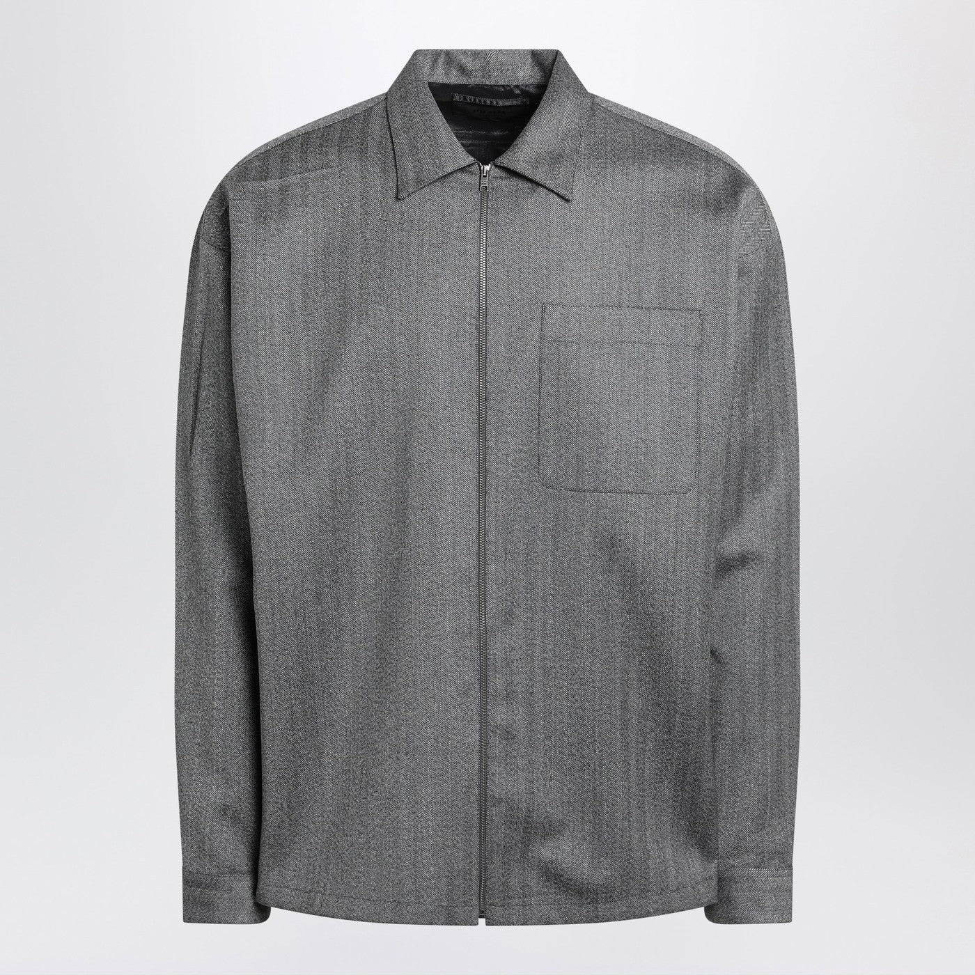 Prada Gray Wool Overshirt With Zip Men PRADA