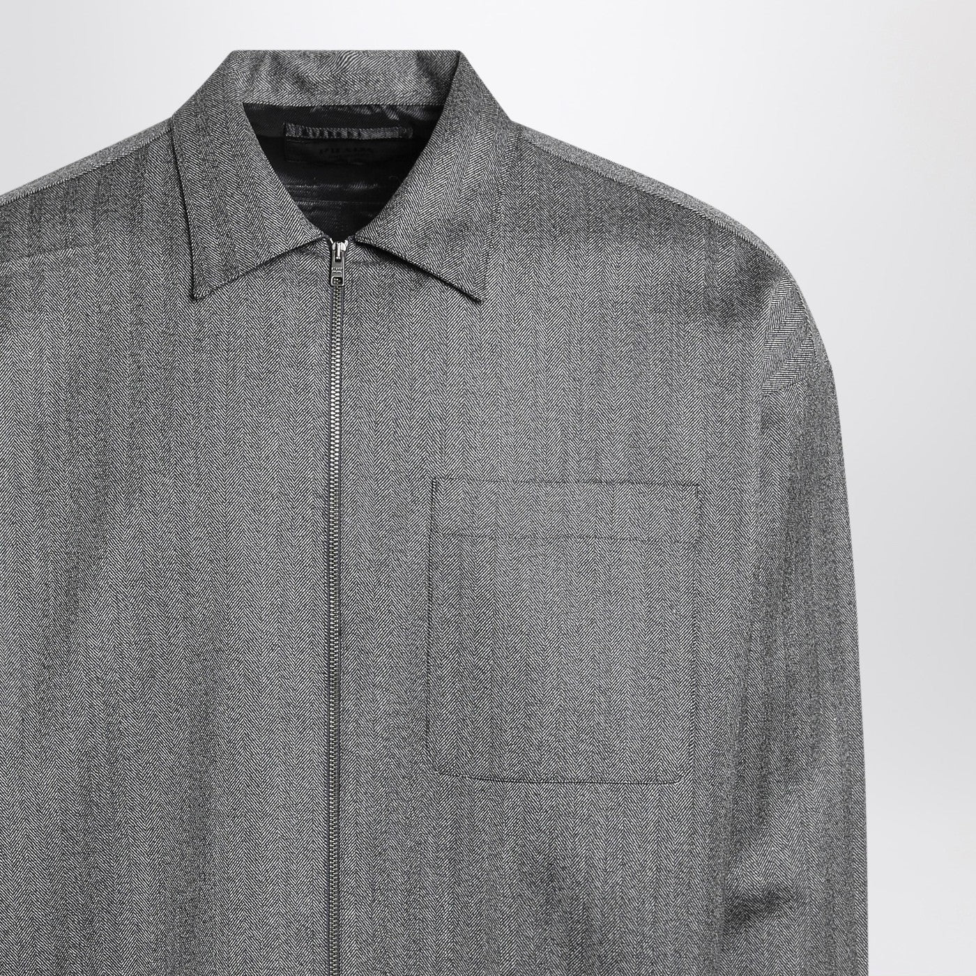 Prada Gray Wool Overshirt With Zip Men PRADA
