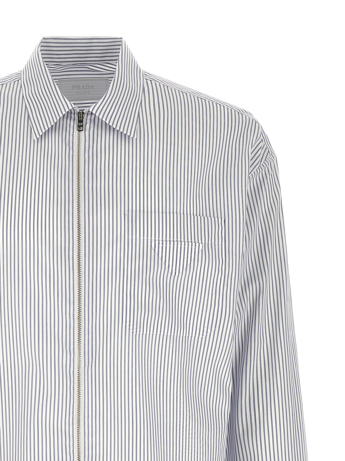 Prada Men Zip Striped Shirt PRADA