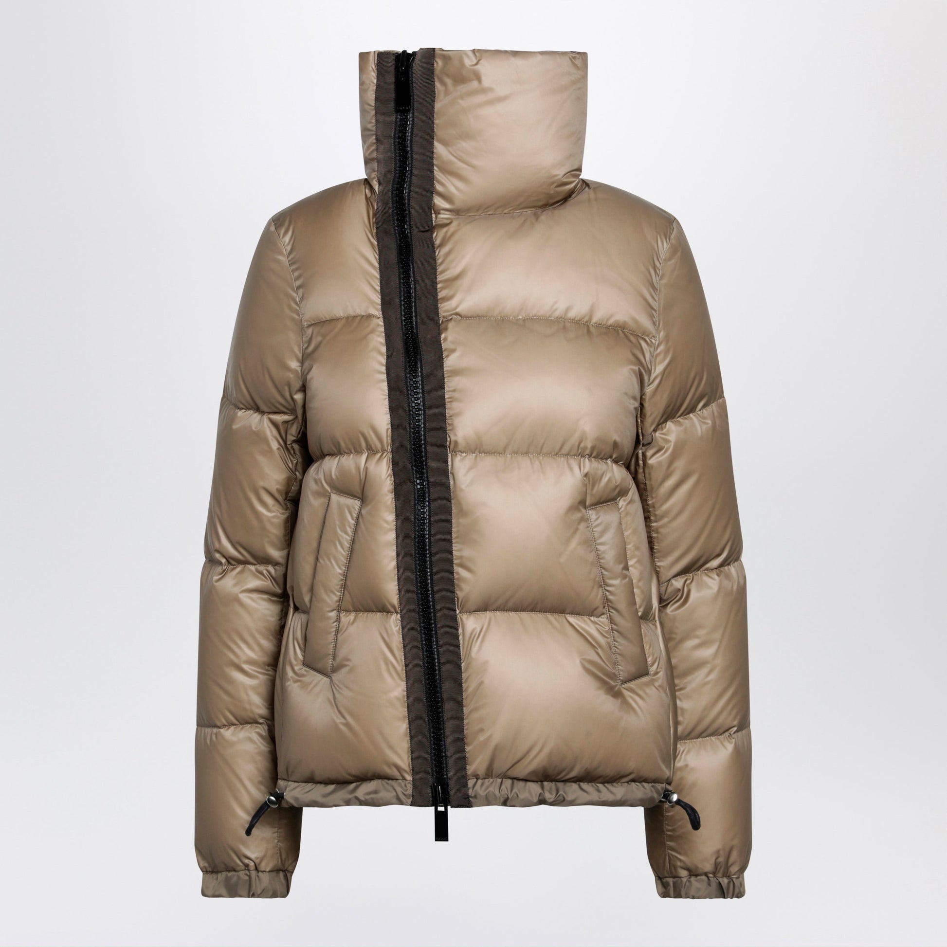 Sacai Beige Down Jacket With Asymmetrical Zip Women SACAI
