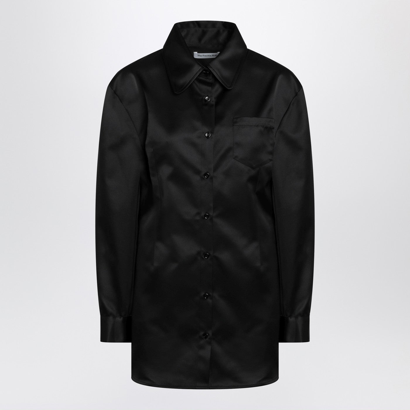 The Frankie Shop Black Satin Shirt Dress Women The Frankie Shop