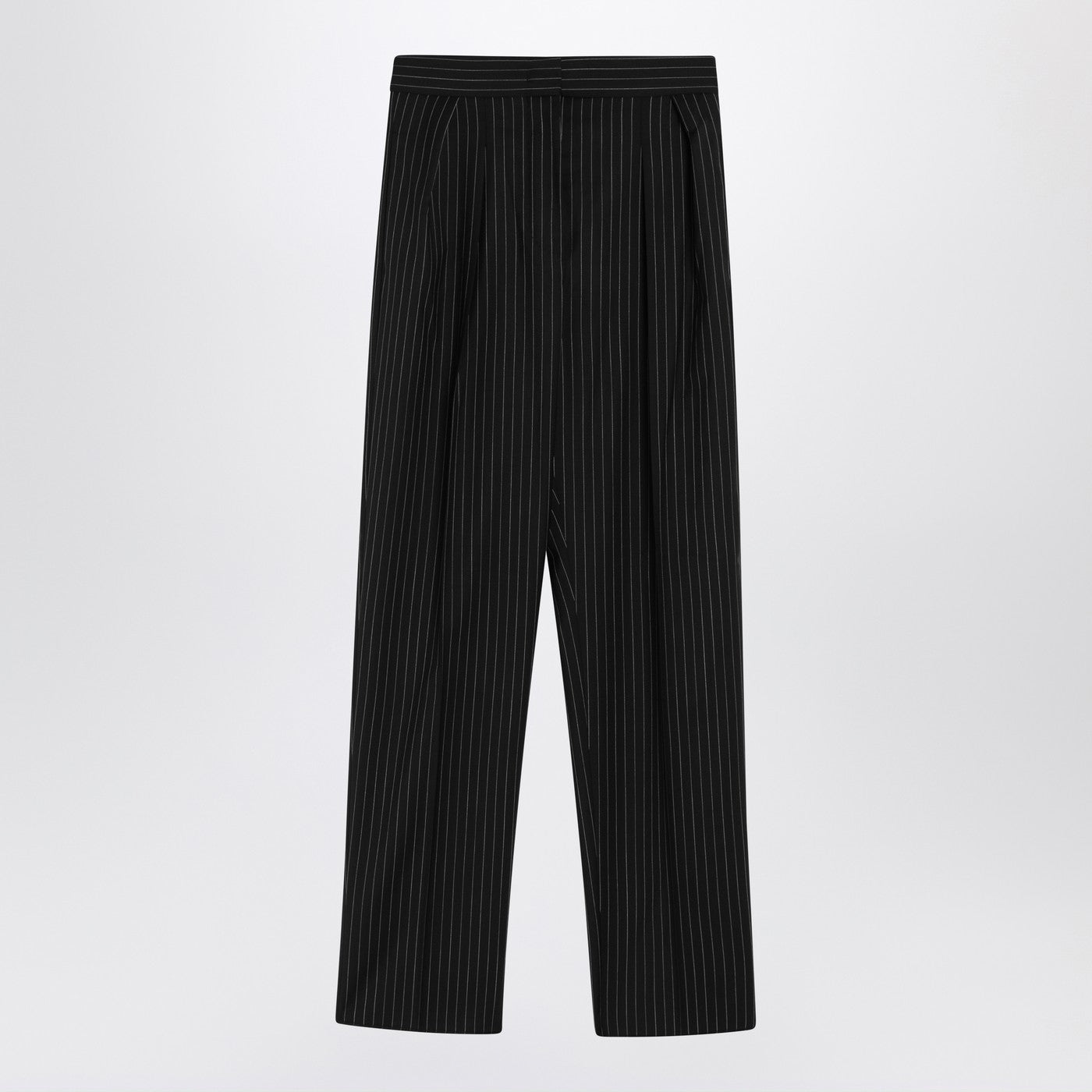 Max Mara Black Pinstriped Wool Trousers Women MAX MARA
