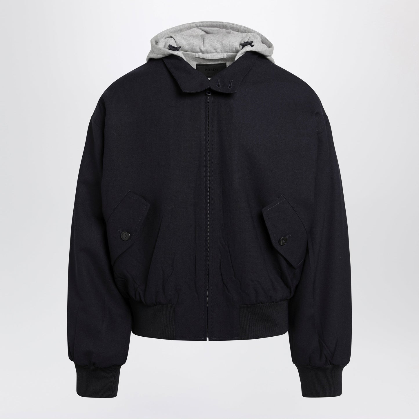 Prada Navy Wool Hooded Jacket Men PRADA