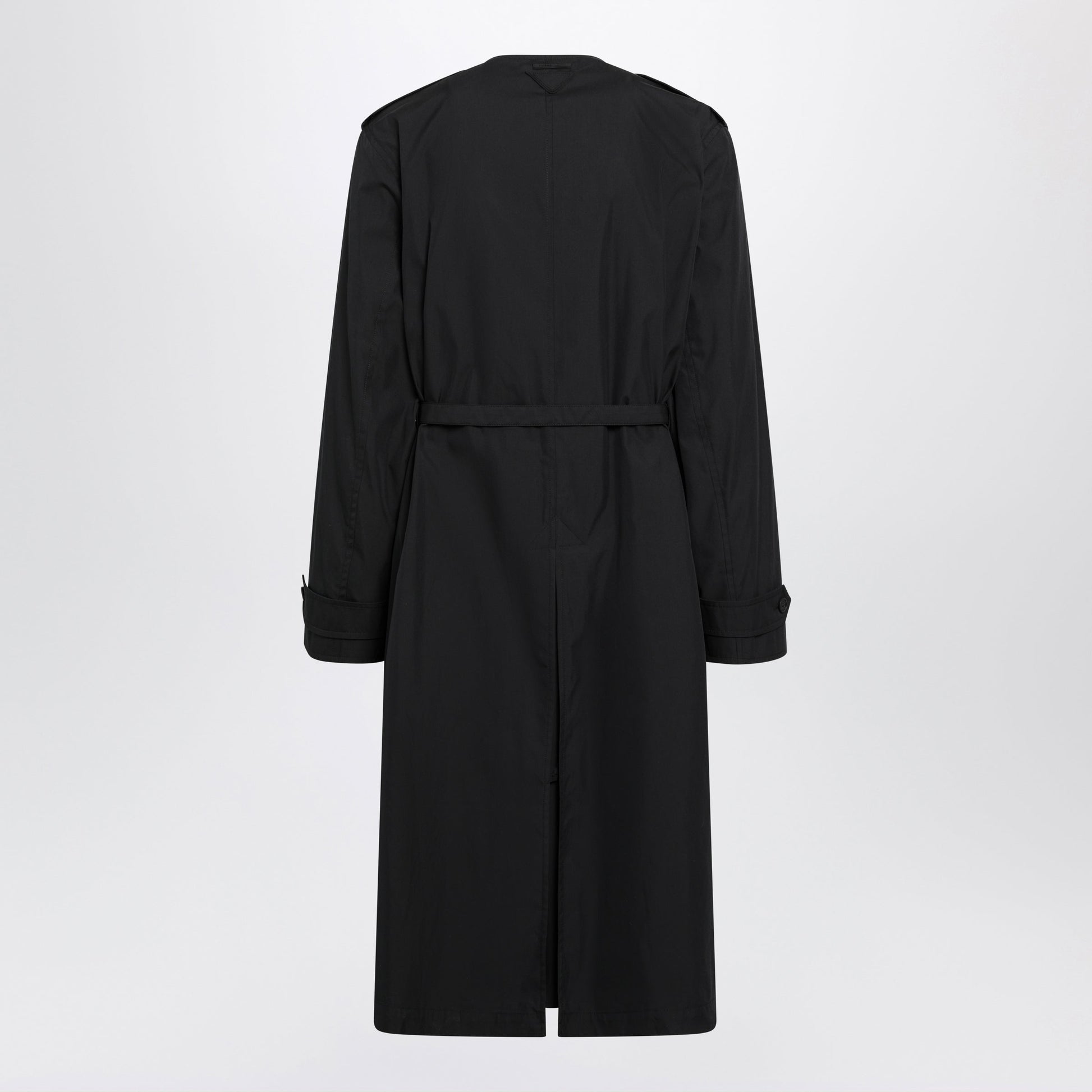 Prada Black Double-Breasted Cotton-Blend Trench Coat Men PRADA
