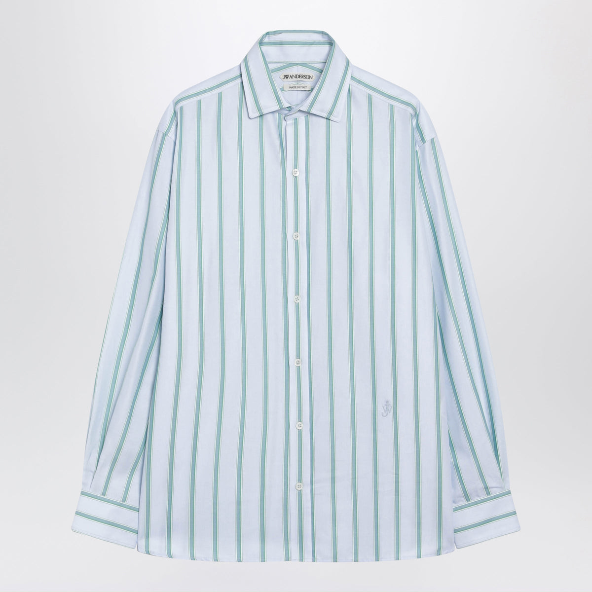 Jw Anderson Light Blue Striped Cotton Shirt Men J.W. ANDERSON