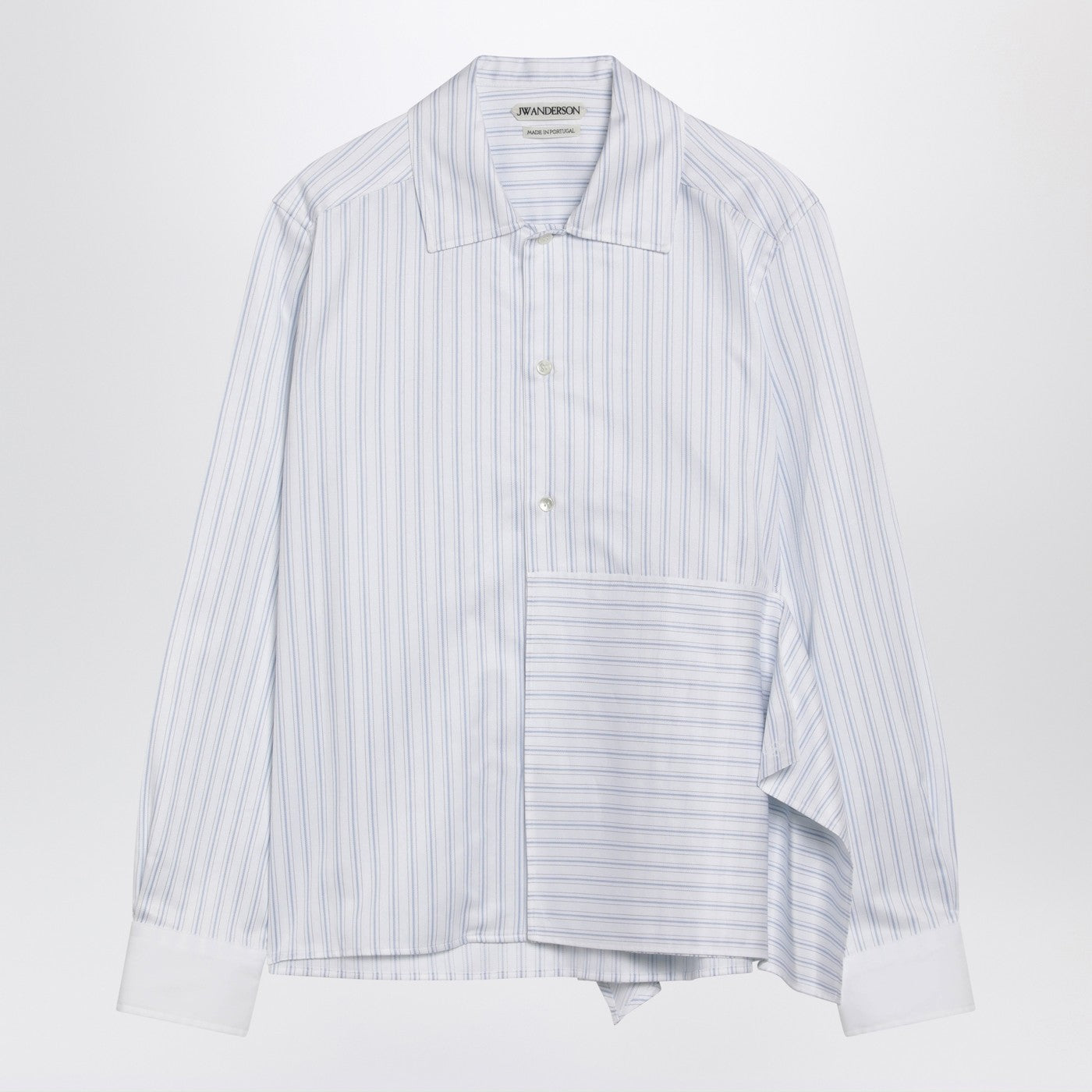 Jw Anderson White Striped Asymmetric Draped Shirt Women J.W. ANDERSON