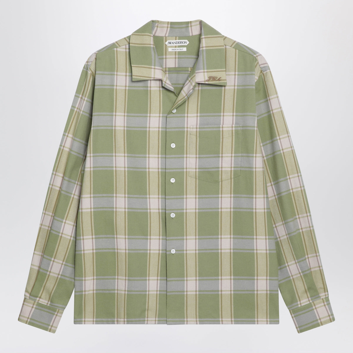 Jw Anderson Checked Apple Green Cotton Flannel Shirt Men J.W. ANDERSON