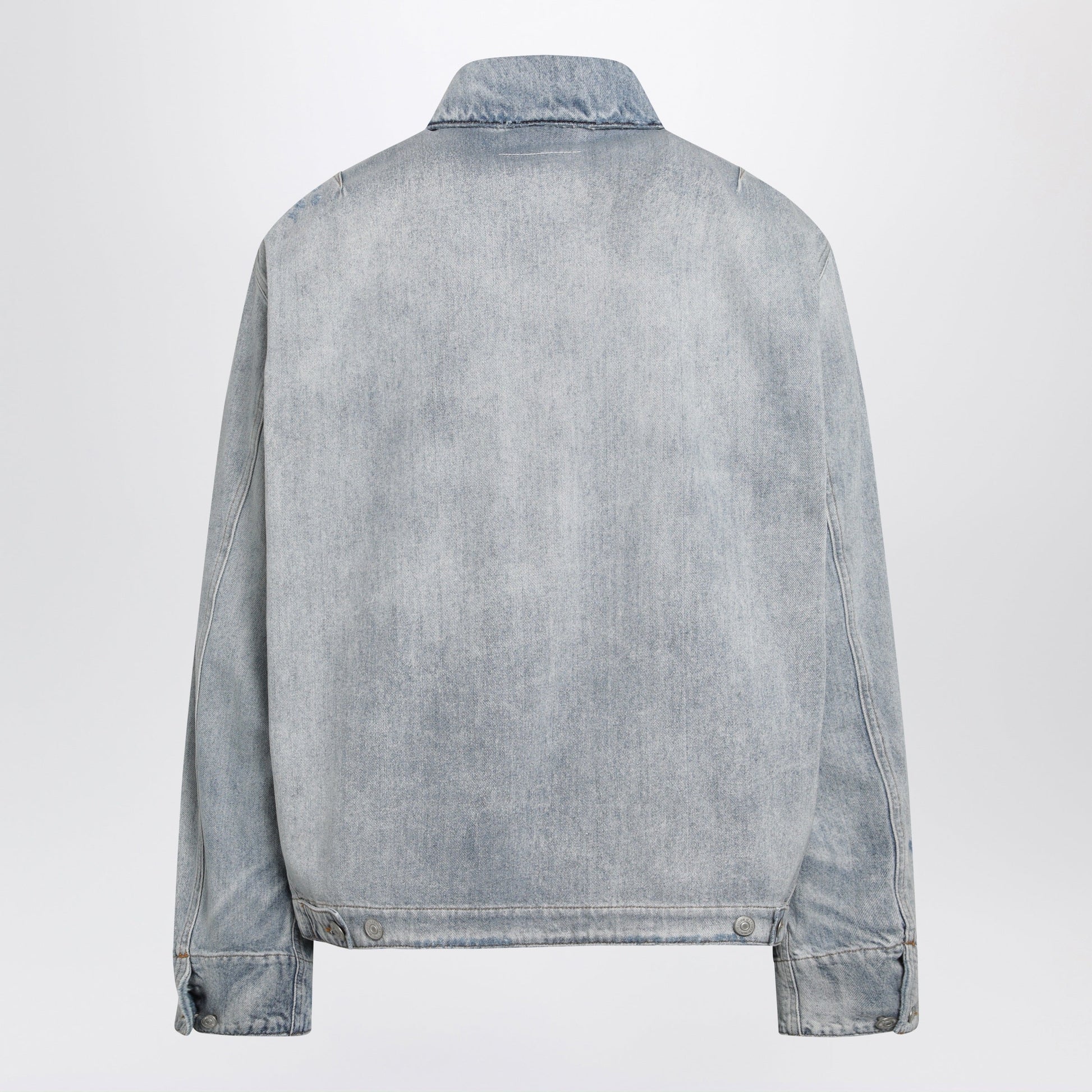 Mm6 Maison Margiela Washed Blue Zip-Up Denim Jacket Men MM6 MAISON MARGIELA
