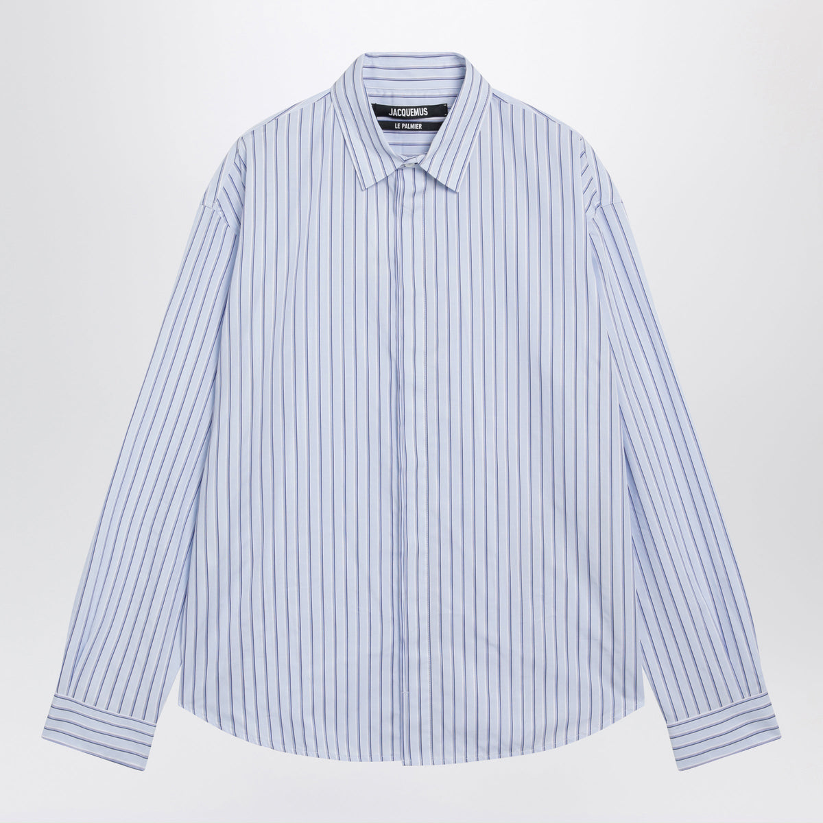 Jacquemus Simon Blue Striped Cotton Shirt Men JACQUEMUS