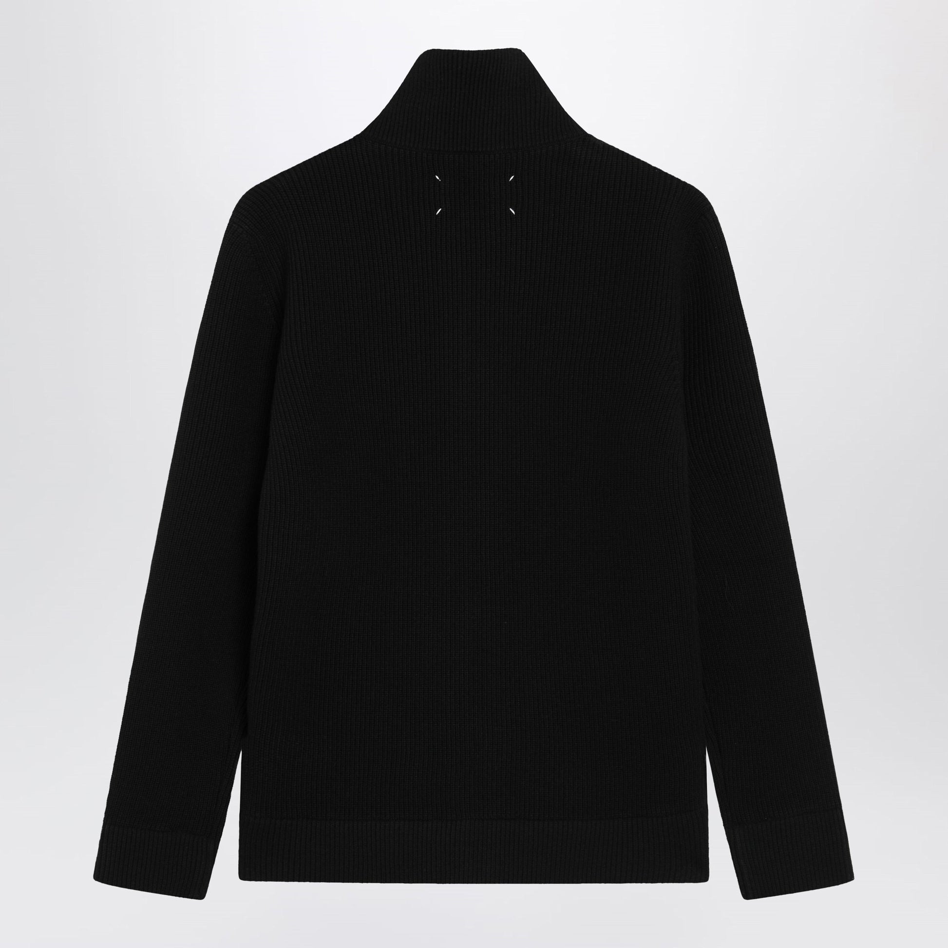 Maison Margiela Zip-Up Knit Cardigan In Black Cotton And Wool Men MAISON MARGIELA