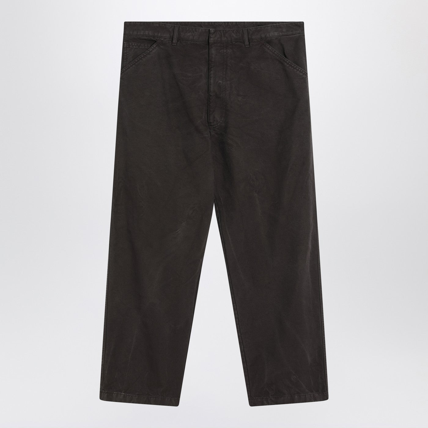Prada Vintage-Effect Brown Cotton Trousers Men PRADA
