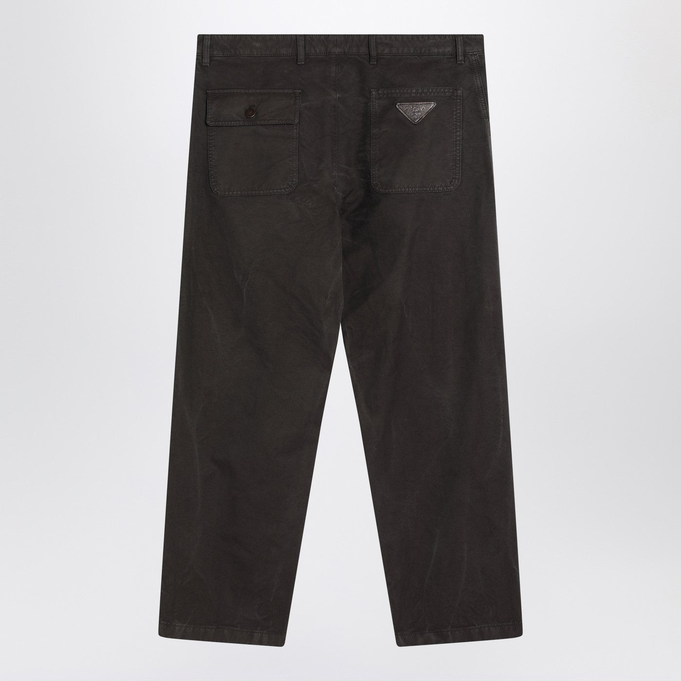 Prada Vintage-Effect Brown Cotton Trousers Men PRADA