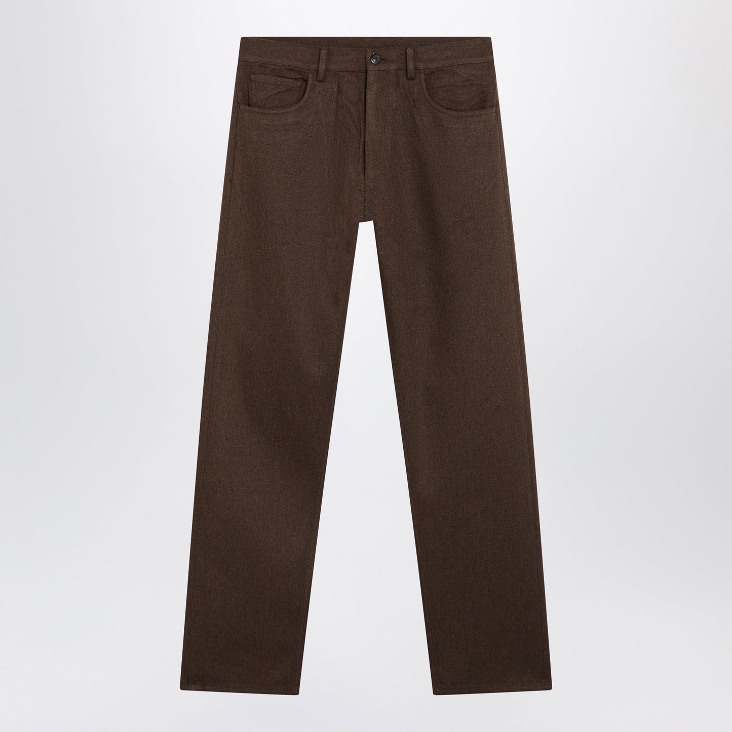 Prada Ebony-Colored Wool Trousers Men PRADA