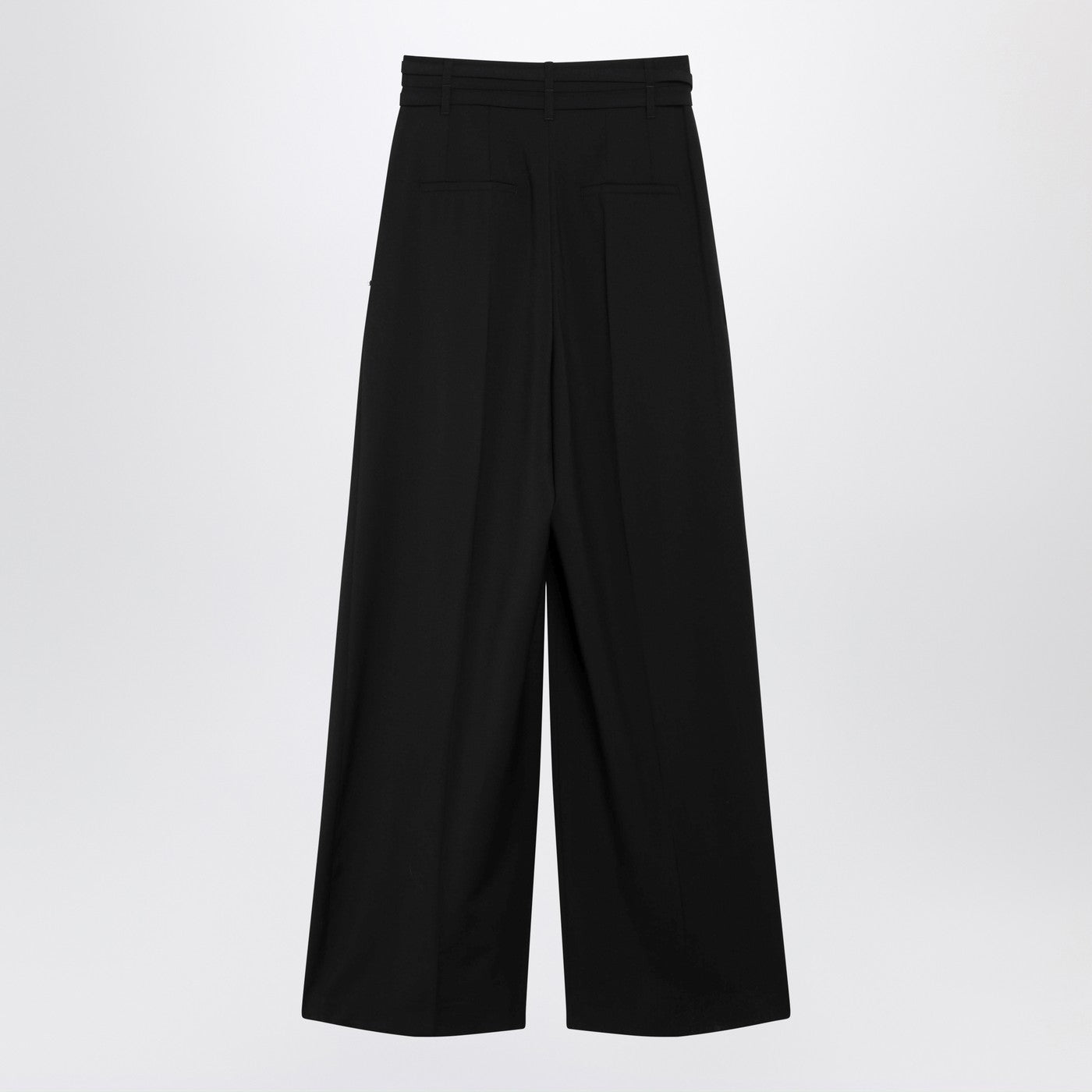 Sportmax Black Wide-Leg Stretch-Wool Trousers Women SPORTMAX
