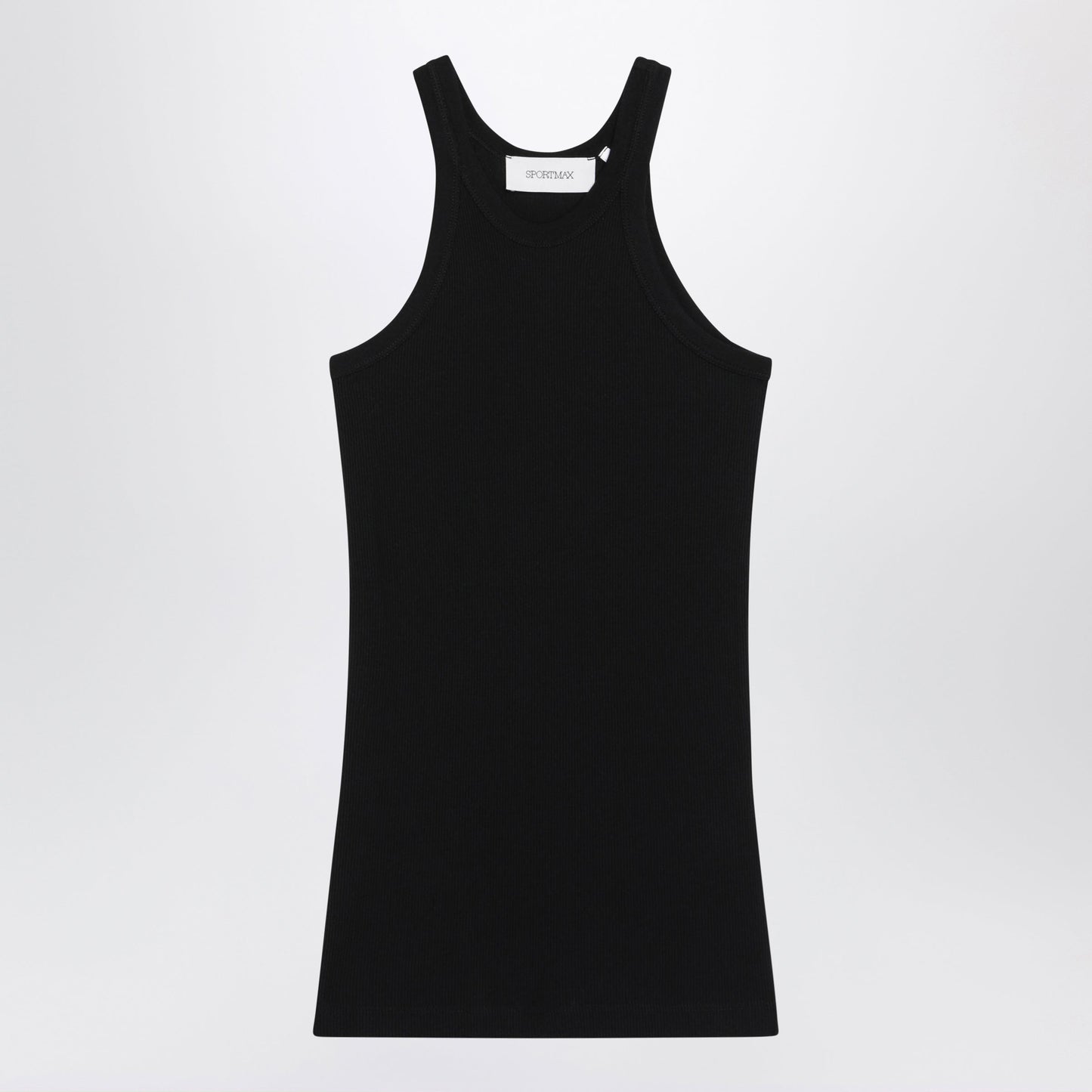 Sportmax Ribbed Cotton And Silk Halterneck Tank Top In Black Women SPORTMAX