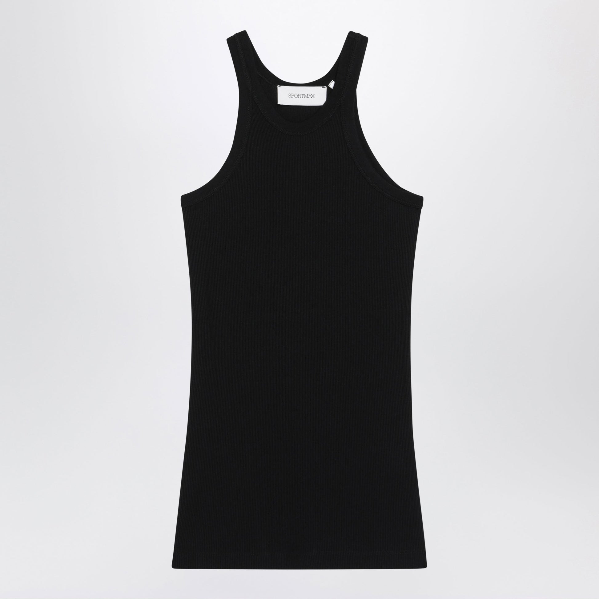 Sportmax Ribbed Cotton And Silk Halterneck Tank Top In Black Women SPORTMAX