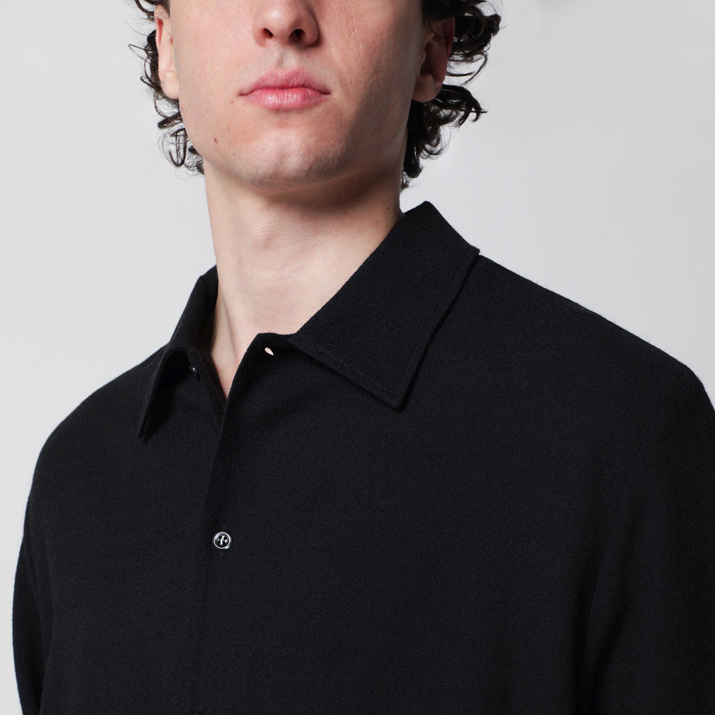 Sefr Sense Black Wool-Blend Crãªpe Shirt Men SEFR