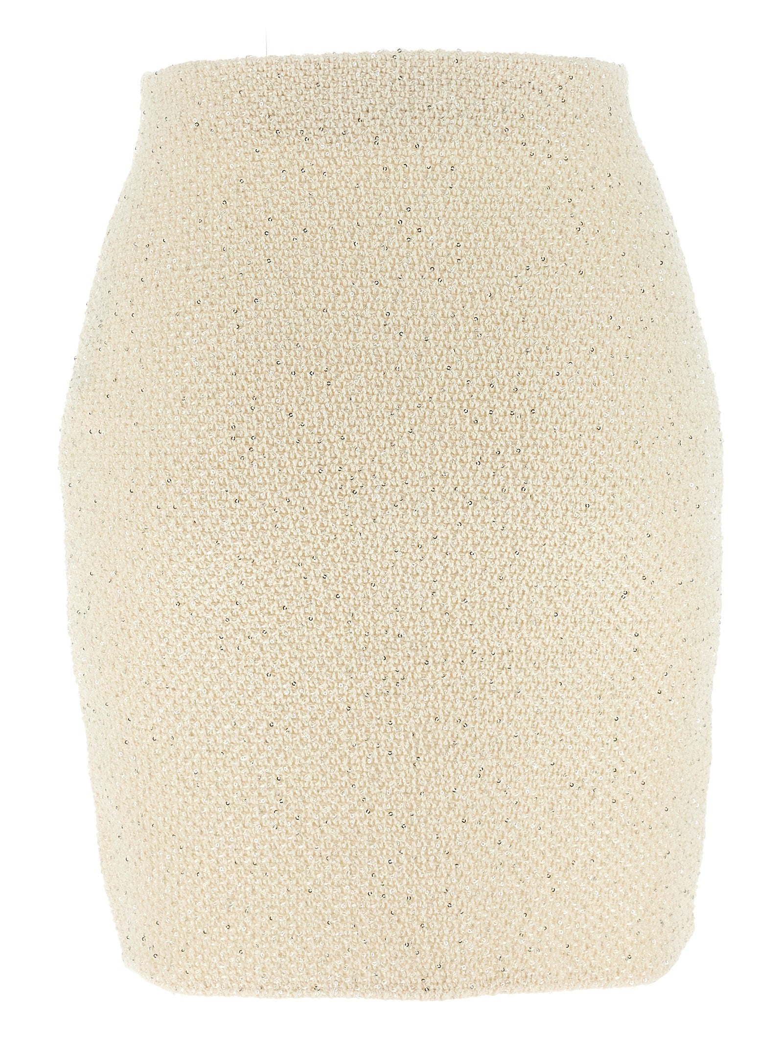 Self Portrait Women 'Cream Sequin Knit Mini' Skirt SELF-PORTRAIT