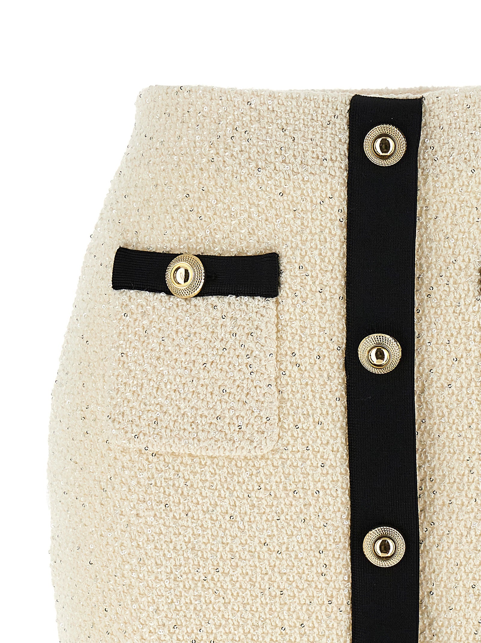Self Portrait Women 'Cream Sequin Knit Mini' Skirt SELF-PORTRAIT