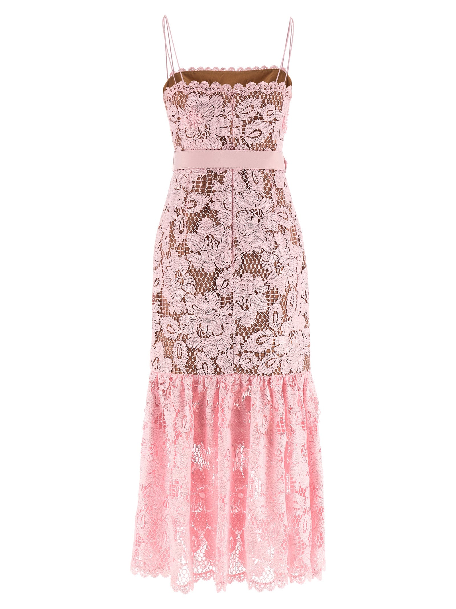 Self Portrait Women 'Pink Crochet Lace Midi' Dress SELF-PORTRAIT