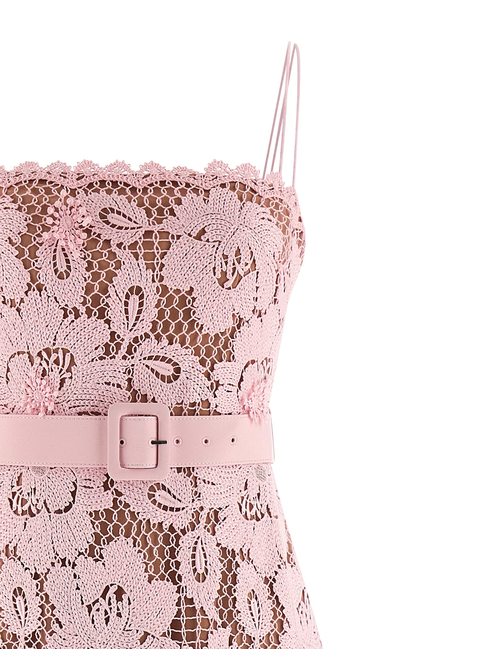 Self Portrait Women 'Pink Crochet Lace Midi' Dress SELF-PORTRAIT