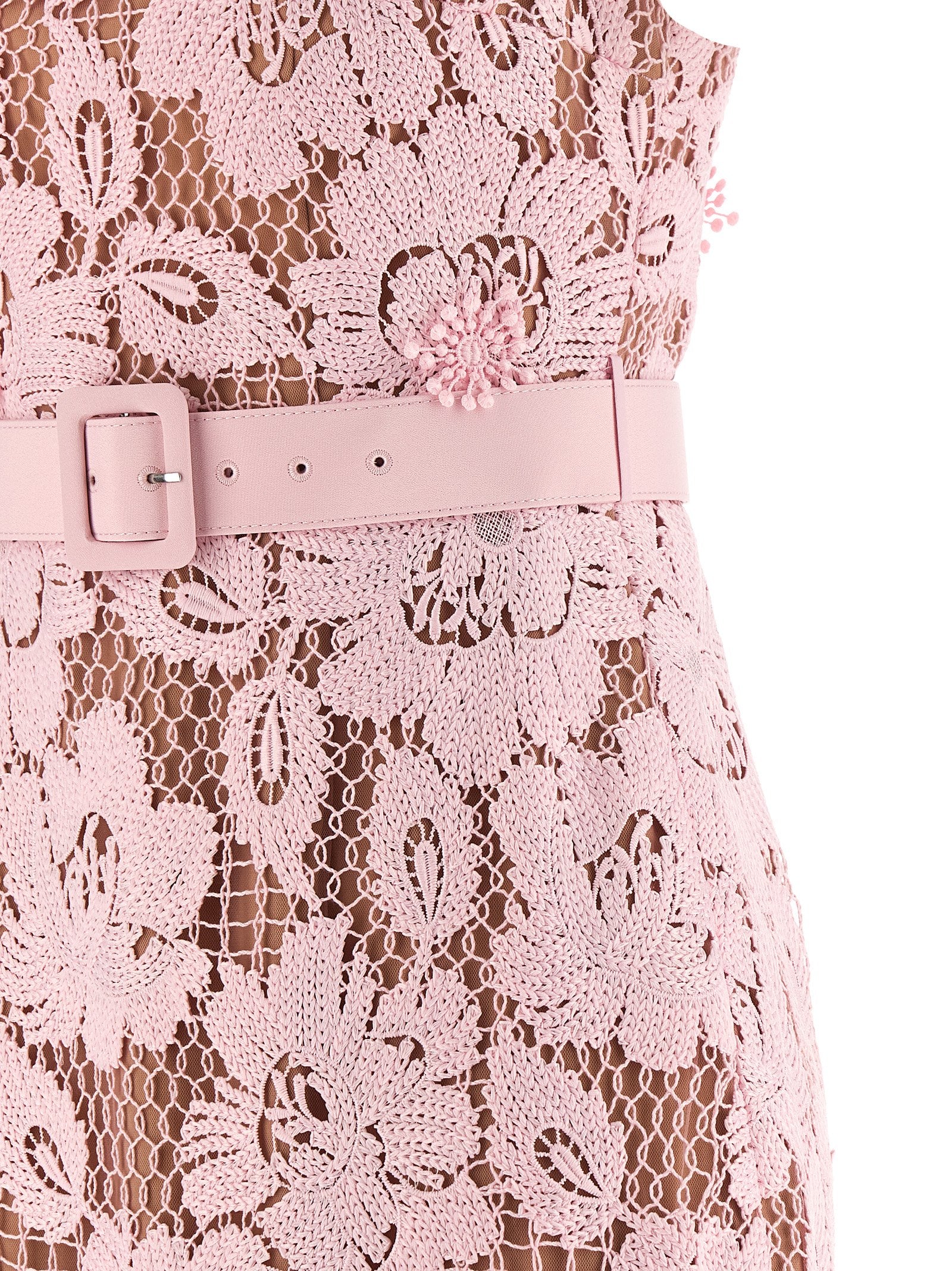 Self Portrait Women 'Pink Crochet Lace Midi' Dress SELF-PORTRAIT