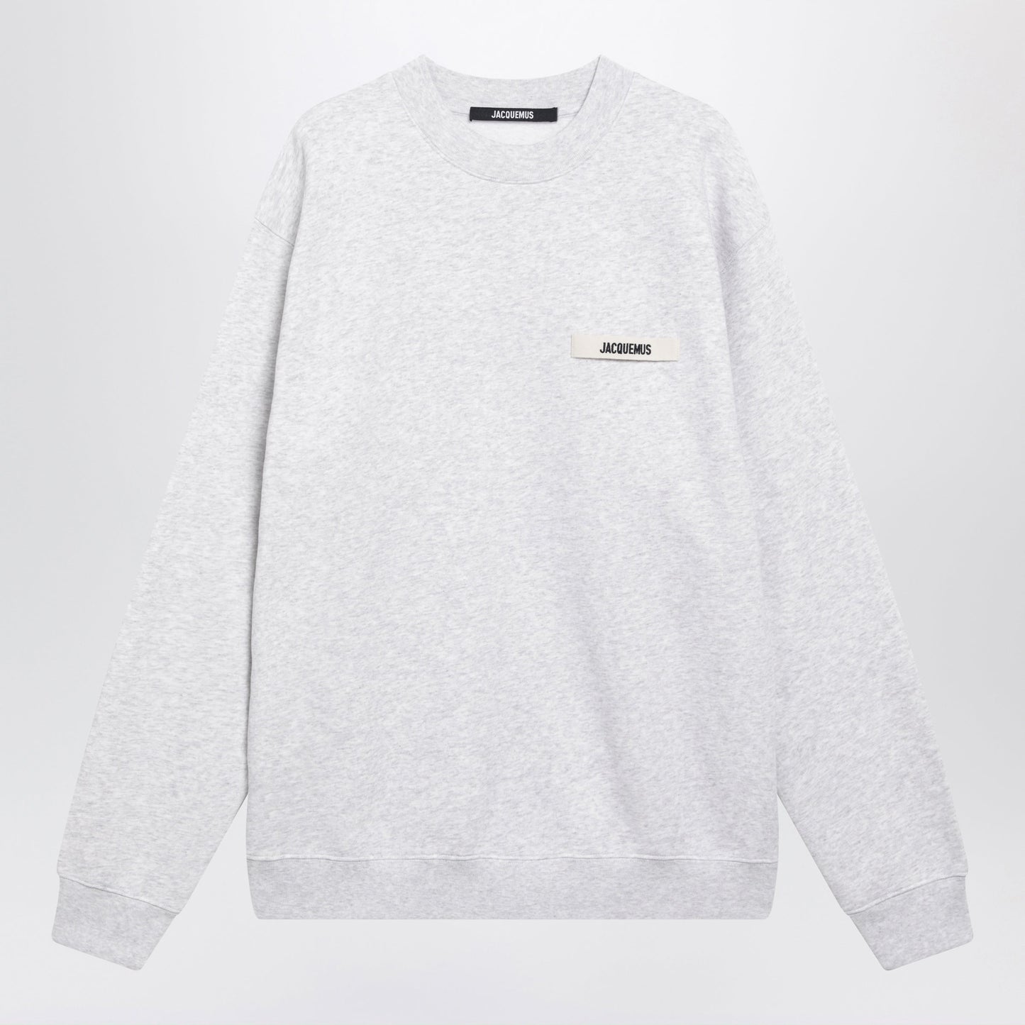 Jacquemus Grey Crewneck Sweatshirt With Grosgrain Logo Men JACQUEMUS