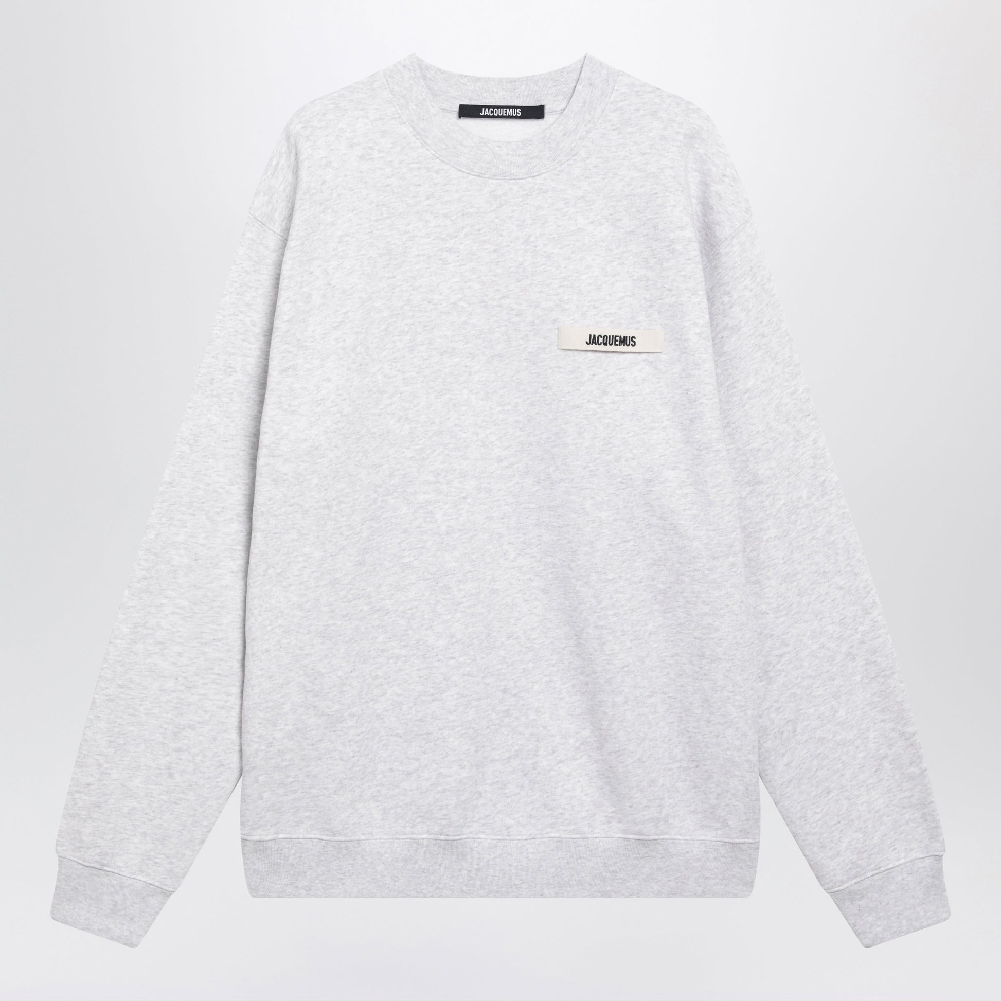 Jacquemus Grey Crewneck Sweatshirt With Grosgrain Logo Men JACQUEMUS