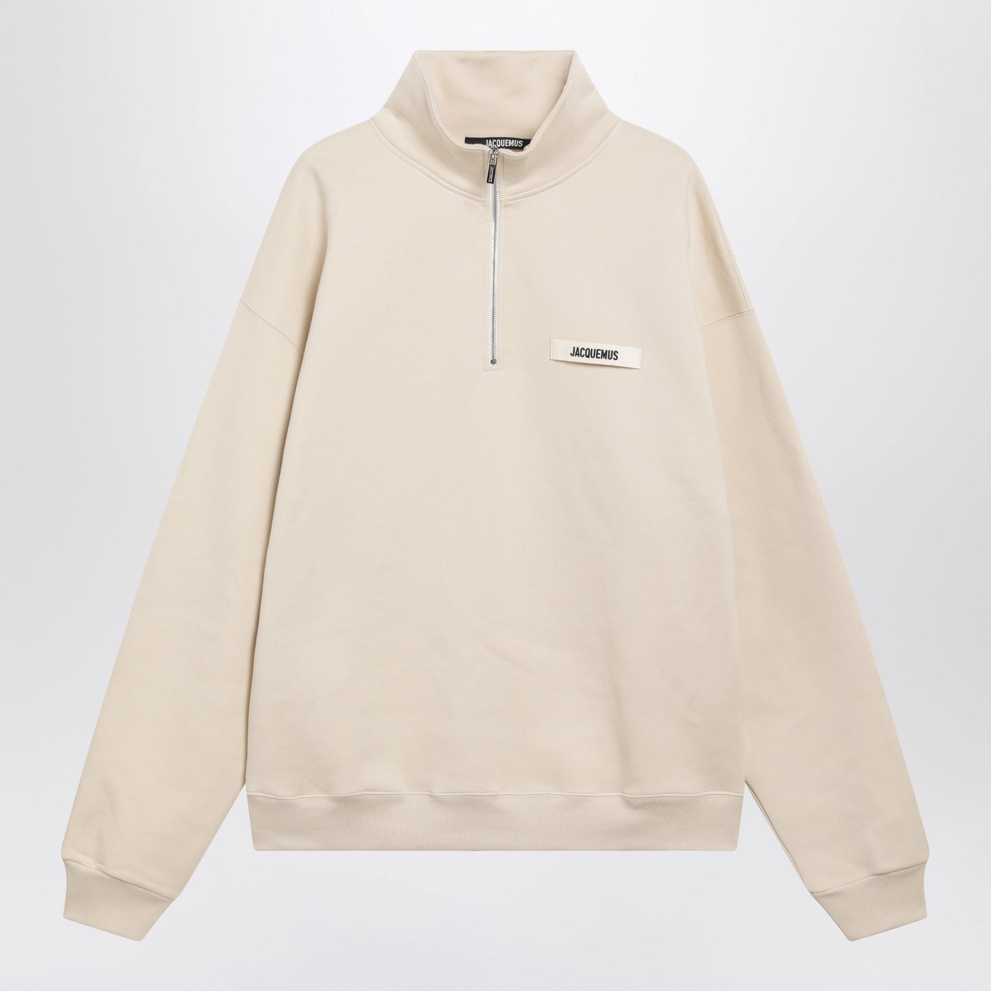 Jacquemus Beige Half-Zip Sweatshirt With Grosgrain Logo Men JACQUEMUS