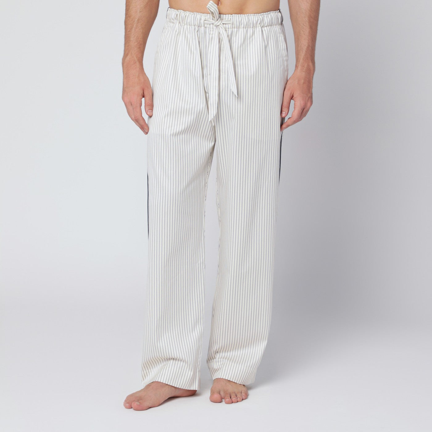 Tekla Brown And White Striped Pyjama Trousers Men Tekla