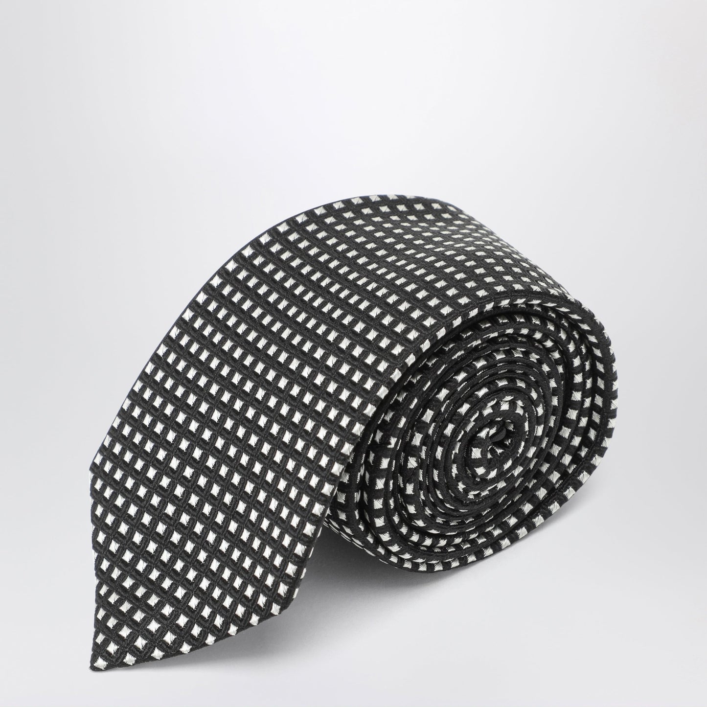 Tom Ford Black Silk Tie With Micro-Square Pattern Men TOM FORD